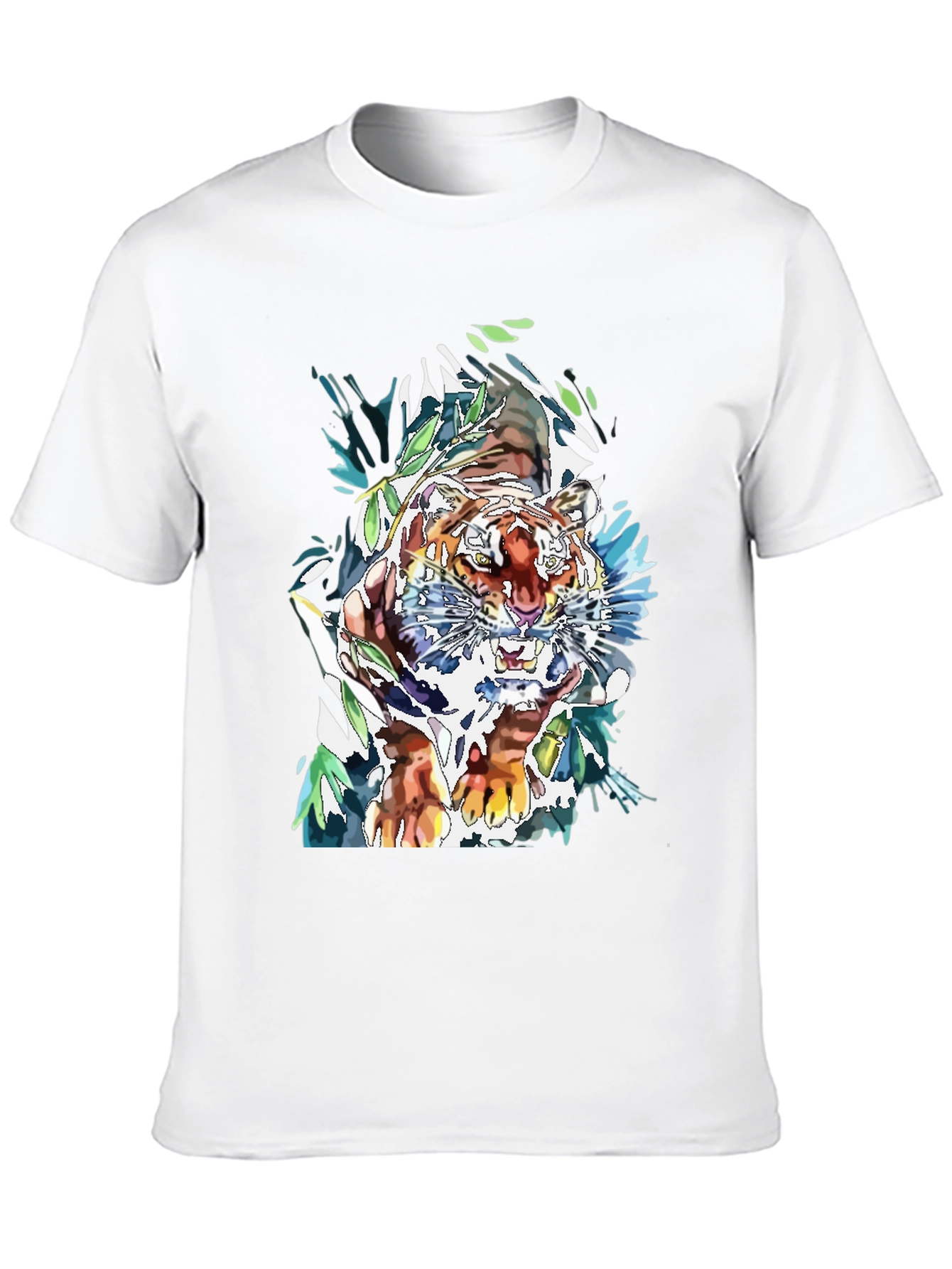 Tiger Graphic Print Mens Black T-Shirt