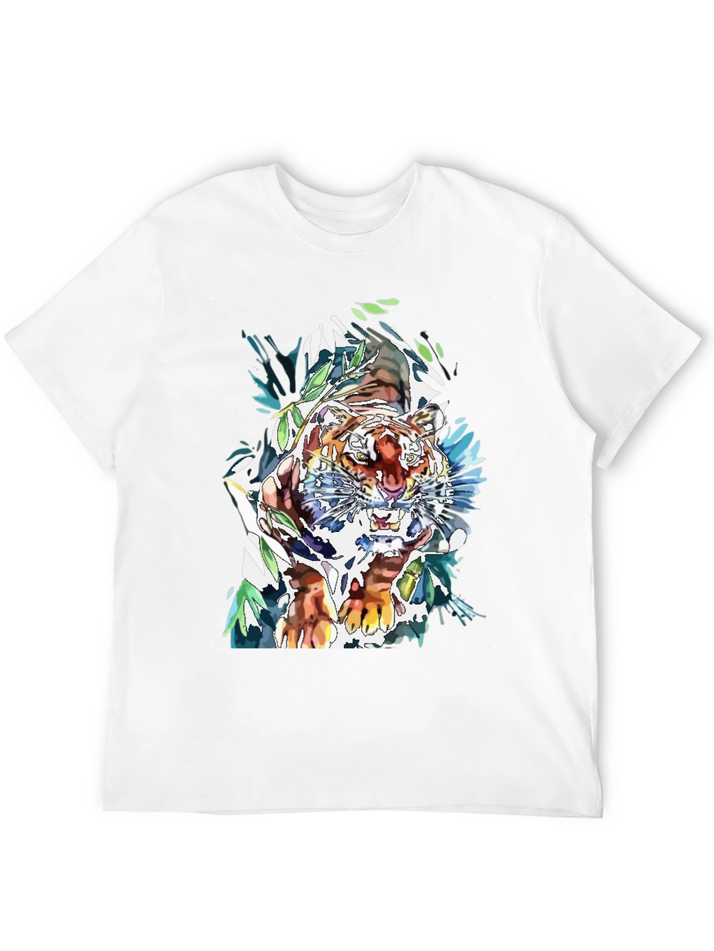 Tiger Graphic Print Mens Black T-Shirt