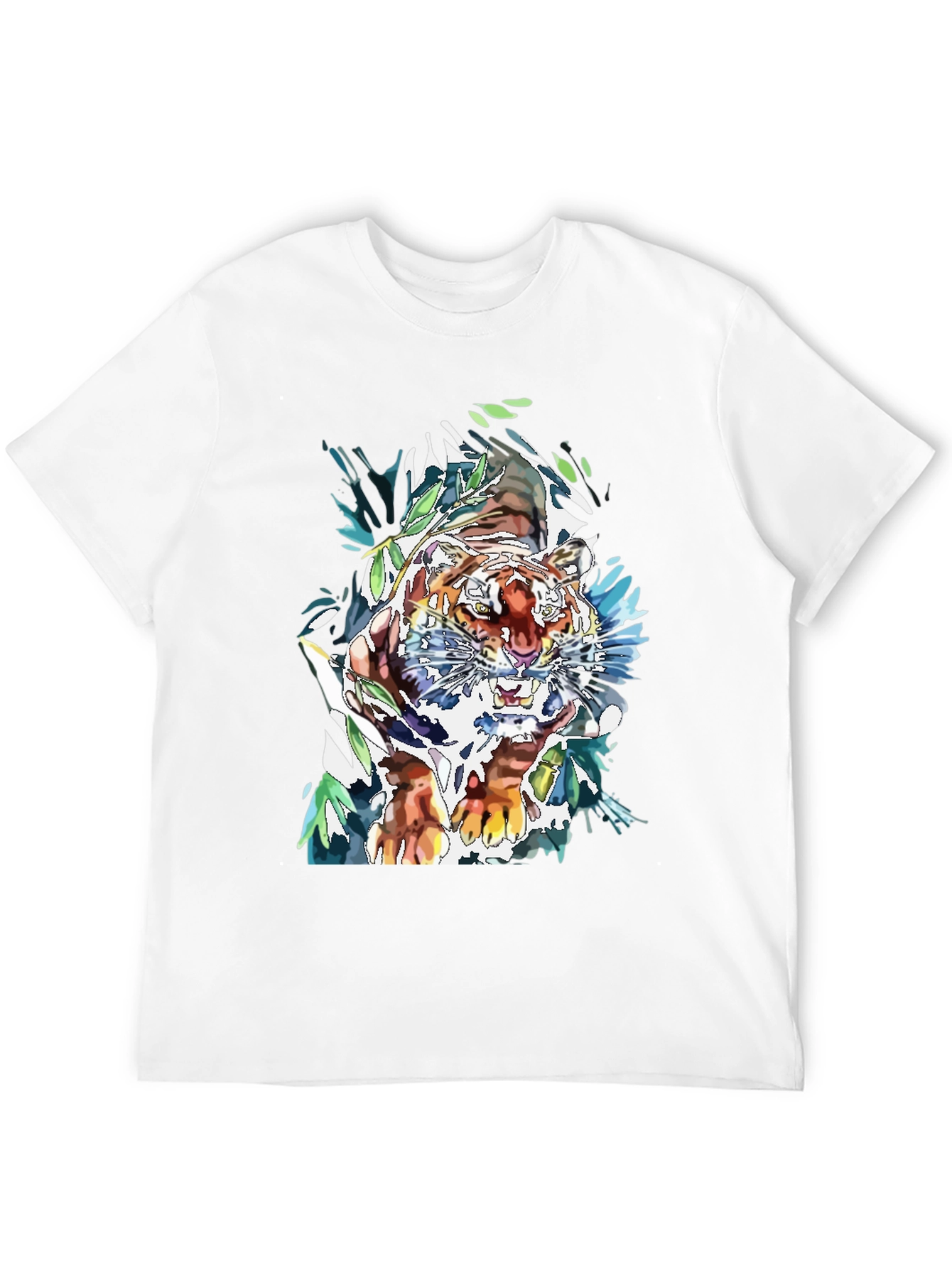 Tiger Graphic Print Mens Black T-Shirt
