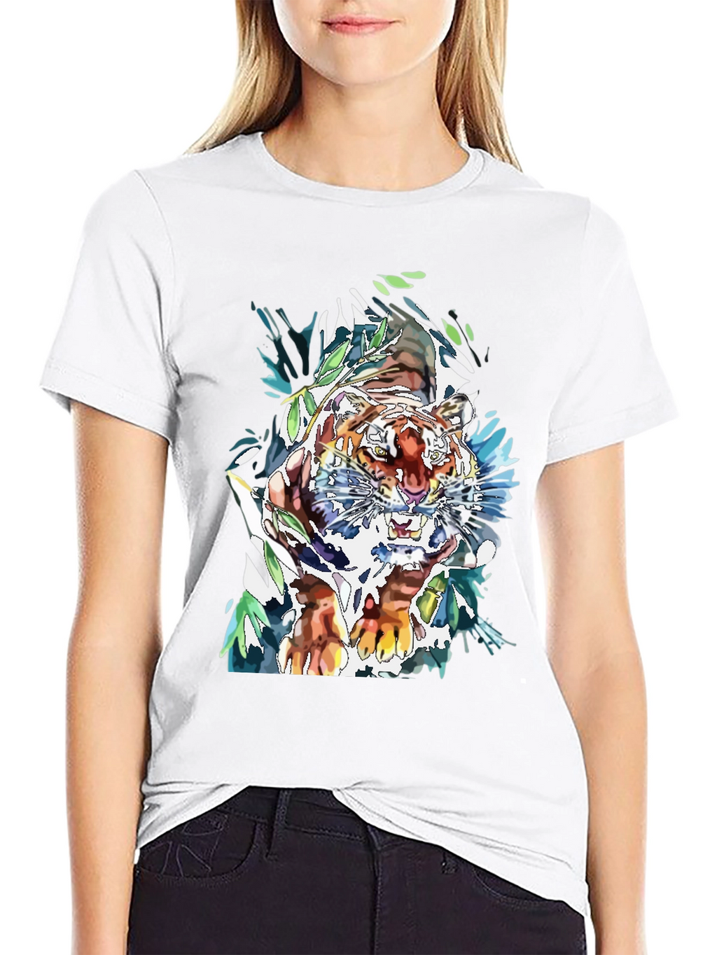 Tiger Graphic Print Mens Black T-Shirt