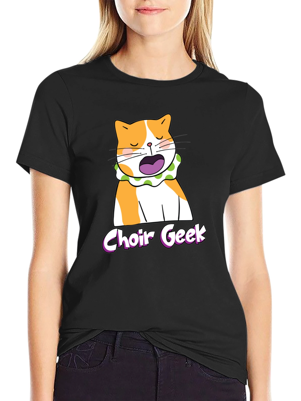 Choir Geek Cat T-Shirt - Black Funny Music Tee