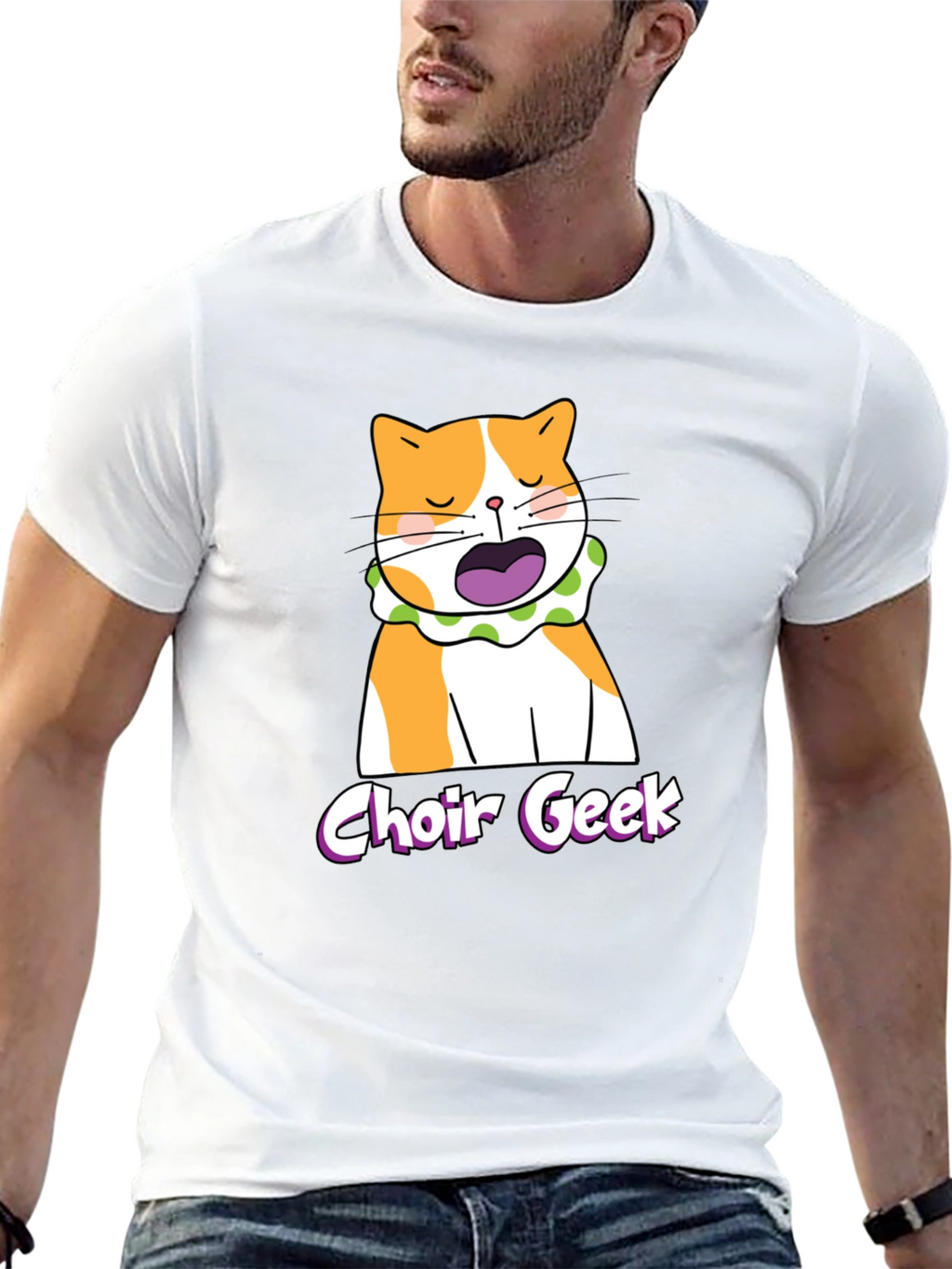 Choir Geek Cat T-Shirt - Black Funny Music Tee