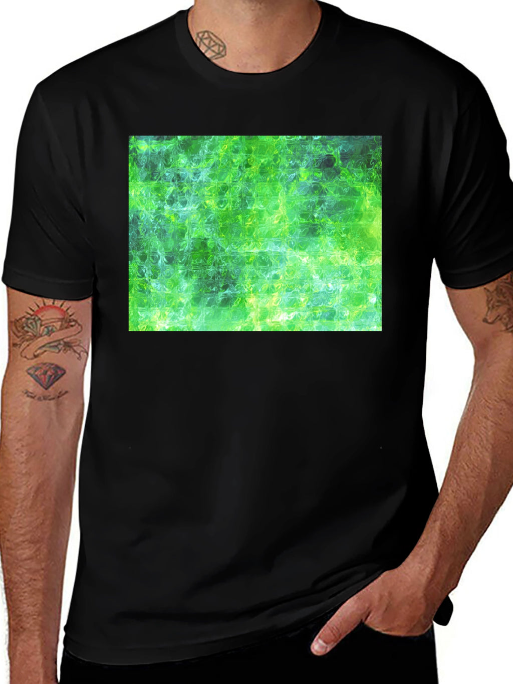 Green Abstract T-Shirt - Modern Art Tee