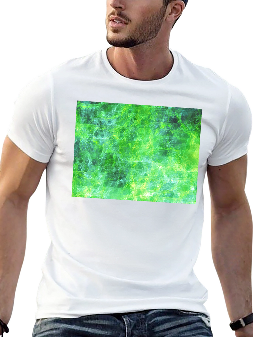 Green Abstract T-Shirt - Modern Art Tee