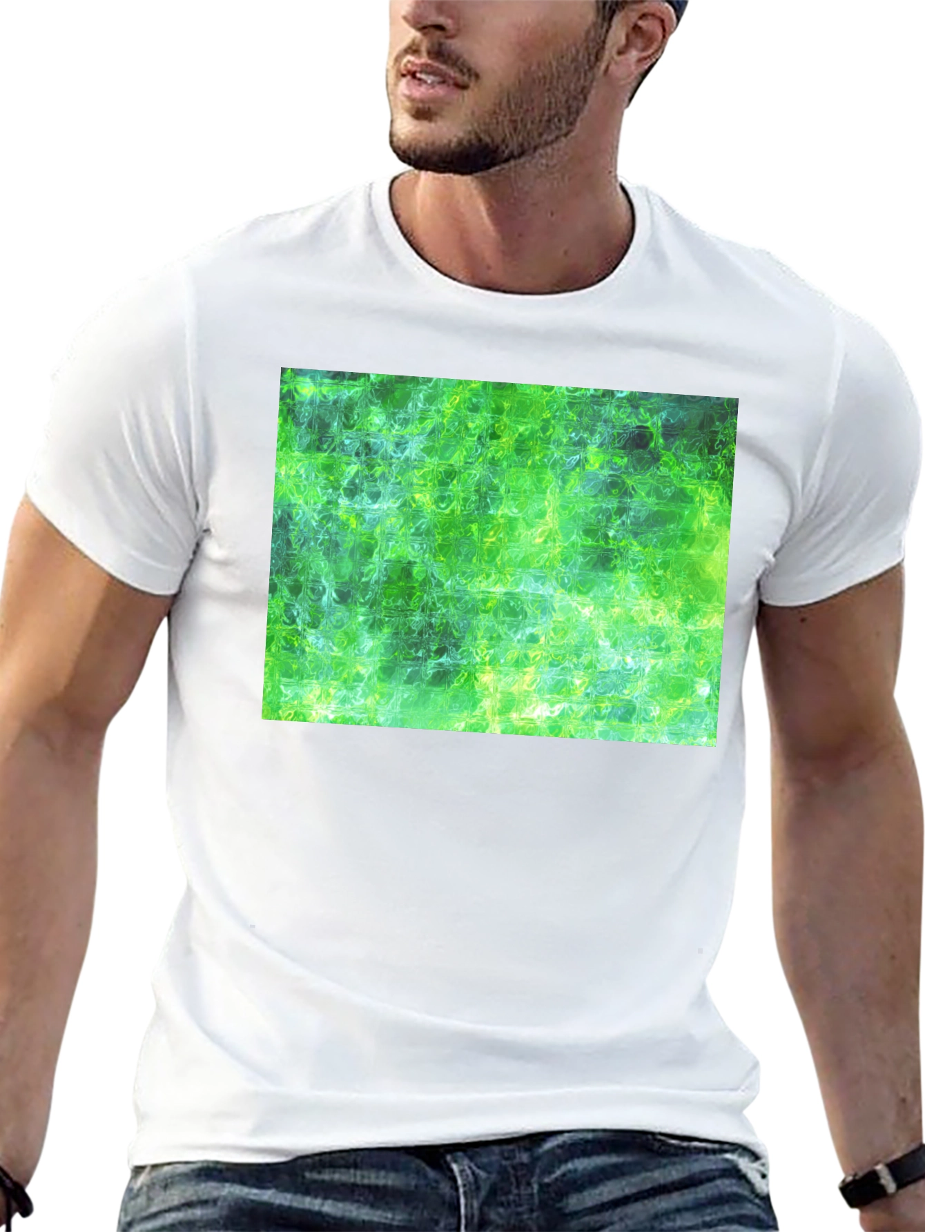 Green Abstract T-Shirt - Modern Art Tee