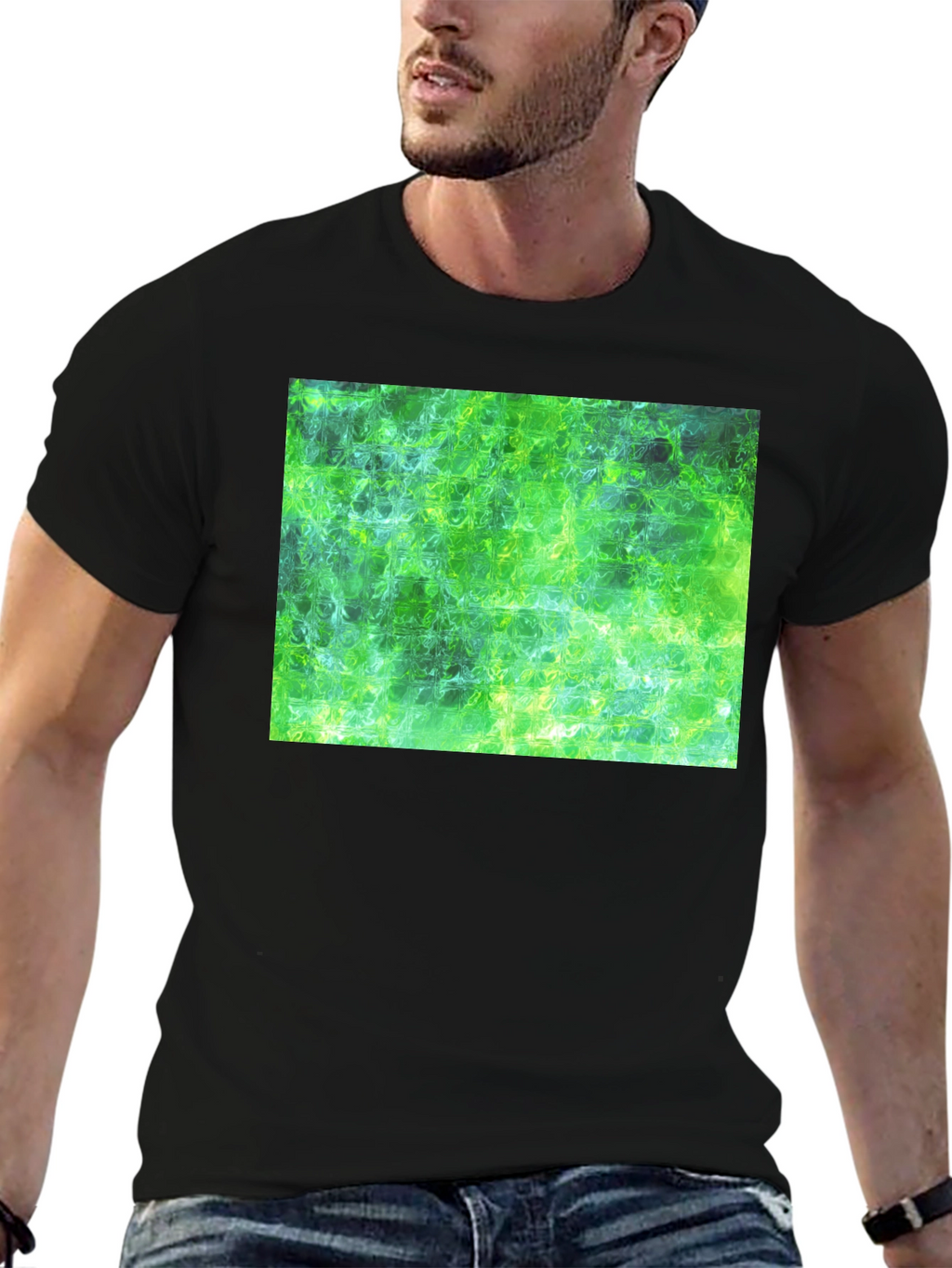 Green Abstract T-Shirt - Modern Art Tee