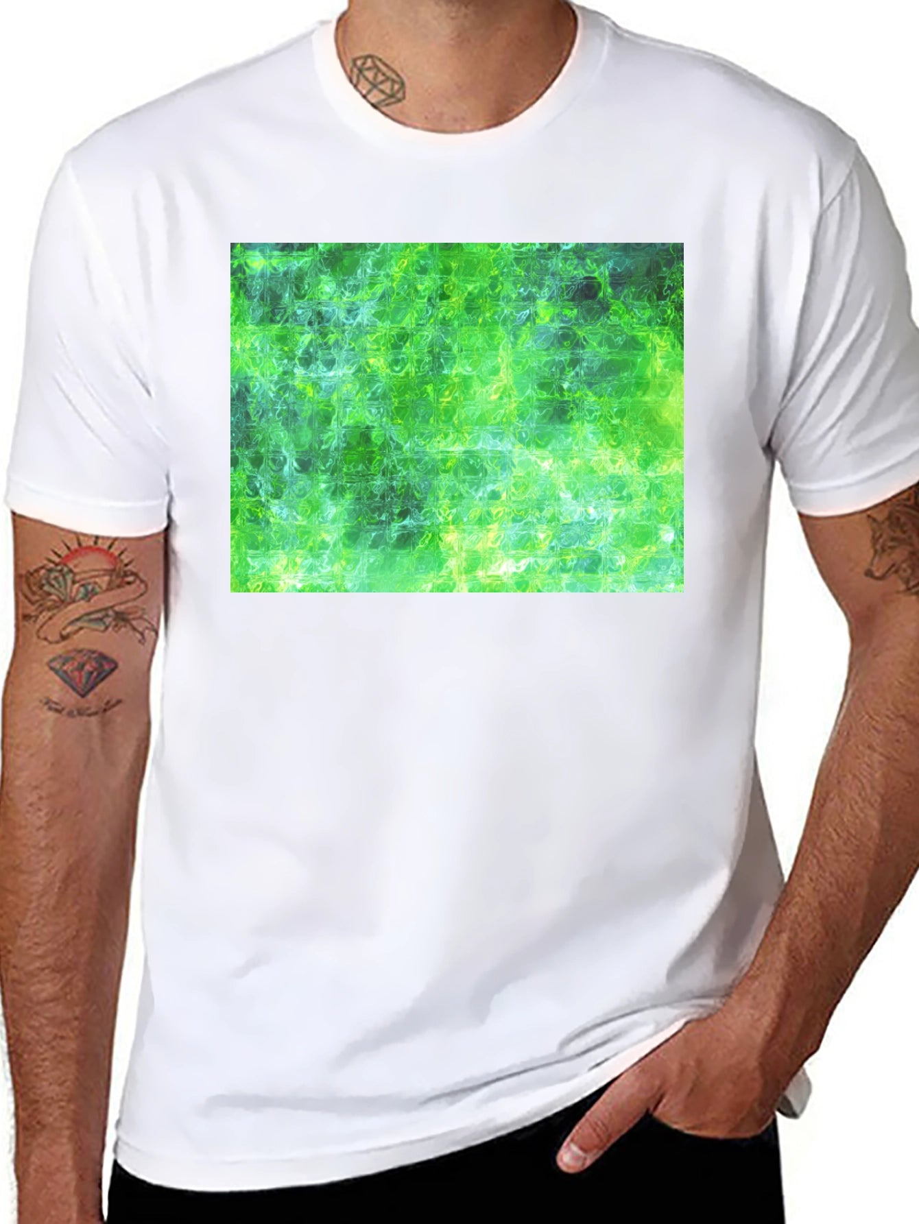 Green Abstract T-Shirt - Modern Art Tee