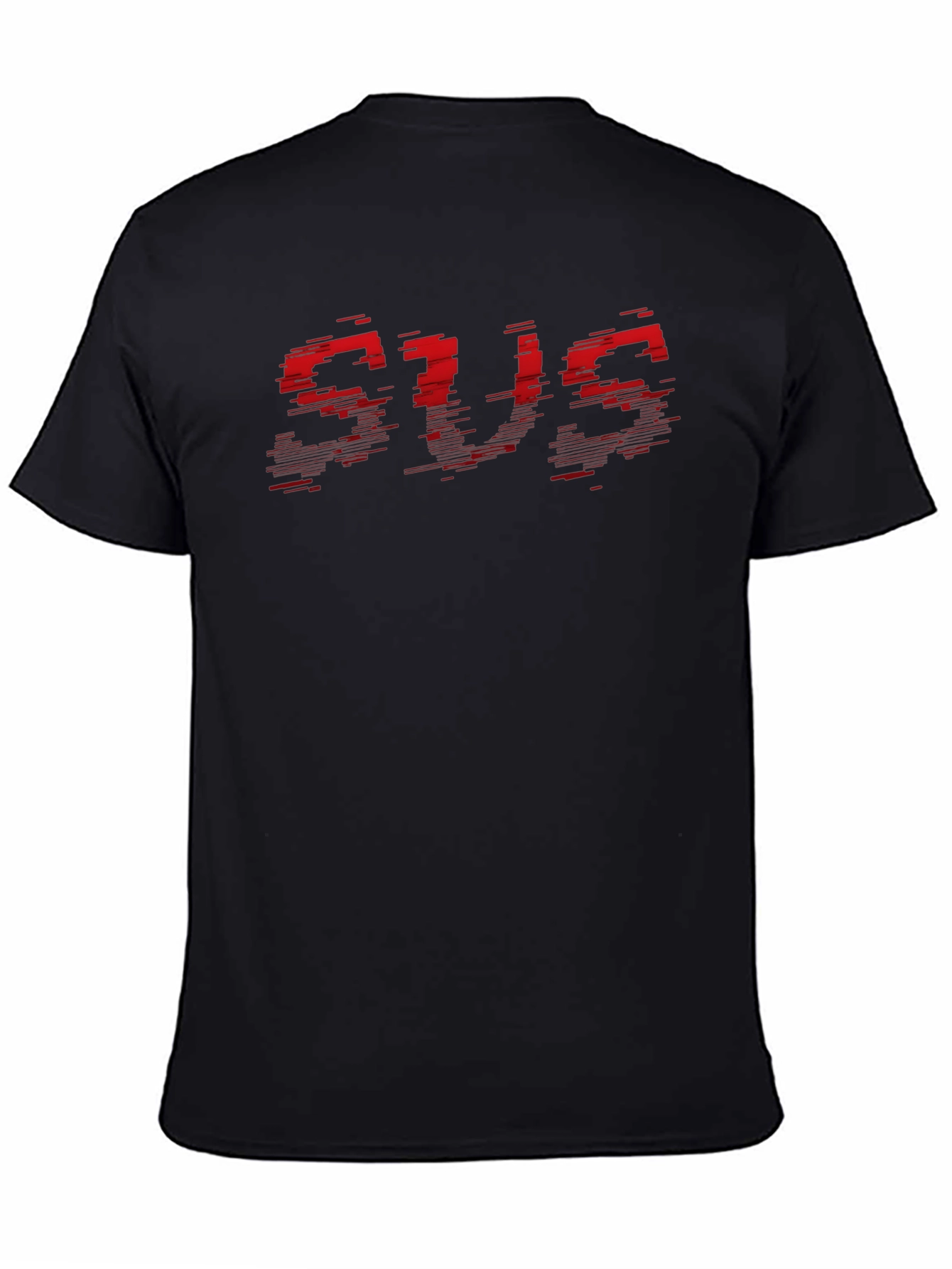 Bold Red Graphic Print Black Crew Neck T-Shirt