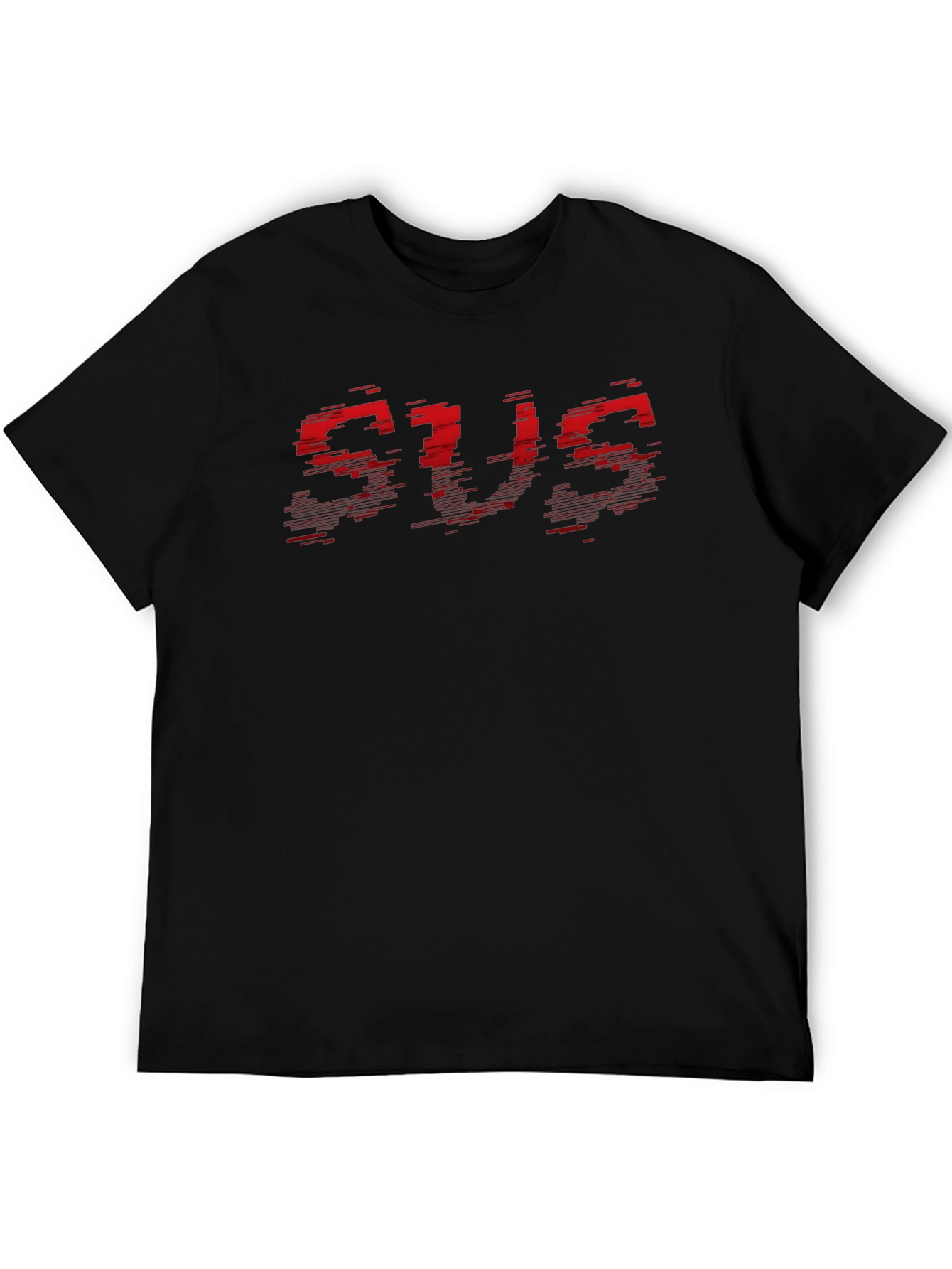 Bold Red Graphic Print Black Crew Neck T-Shirt