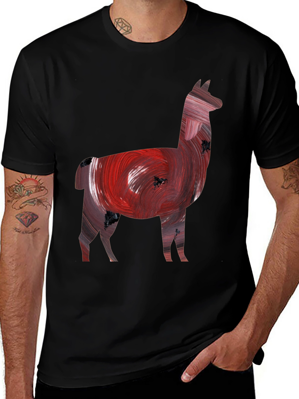 Llama Art Print Black Tee