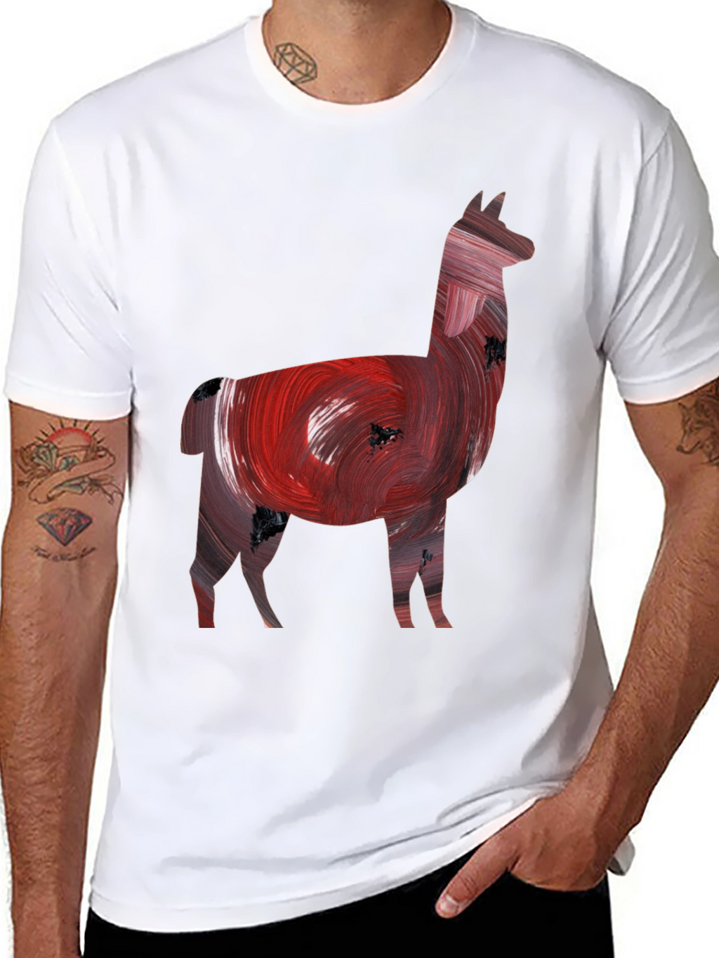 Llama Art Print Black Tee