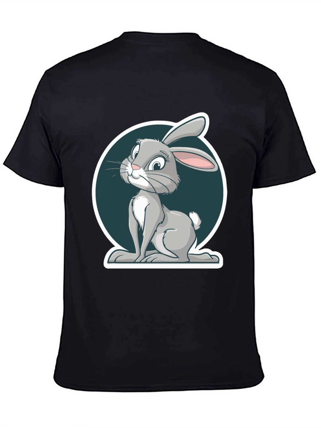 Cute Rabbit Graphic Print Mens Black T-Shirt