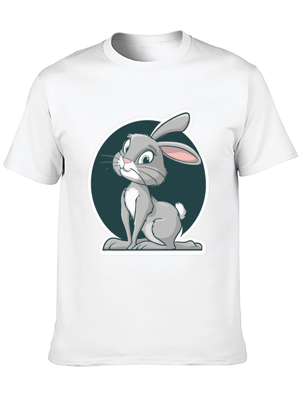 Cute Rabbit Graphic Print Mens Black T-Shirt