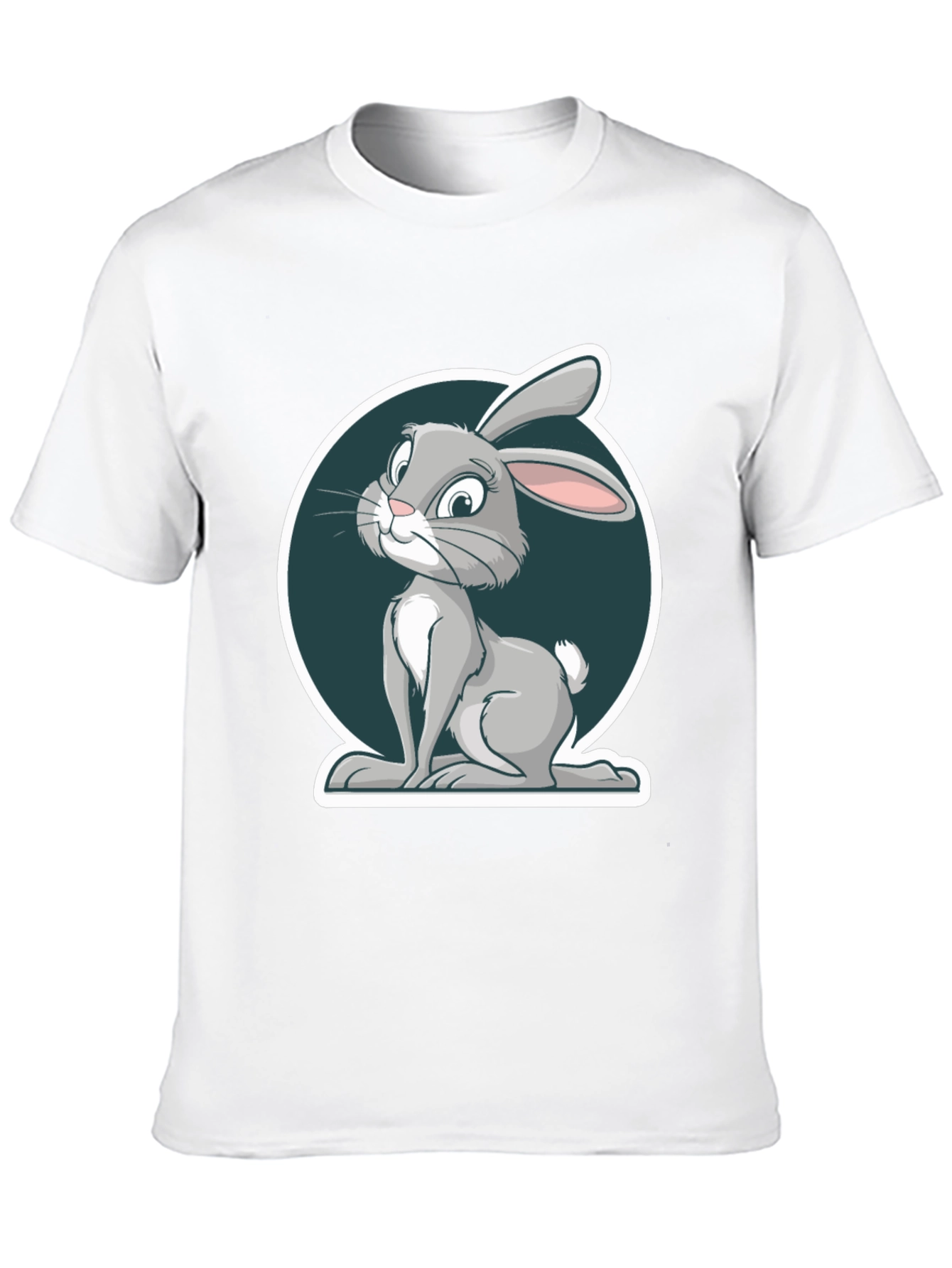 Cute Rabbit Graphic Print Mens Black T-Shirt