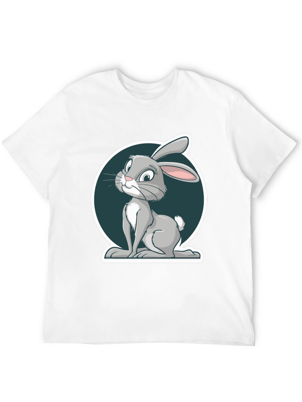 Cute Rabbit Graphic Print Mens Black T-Shirt