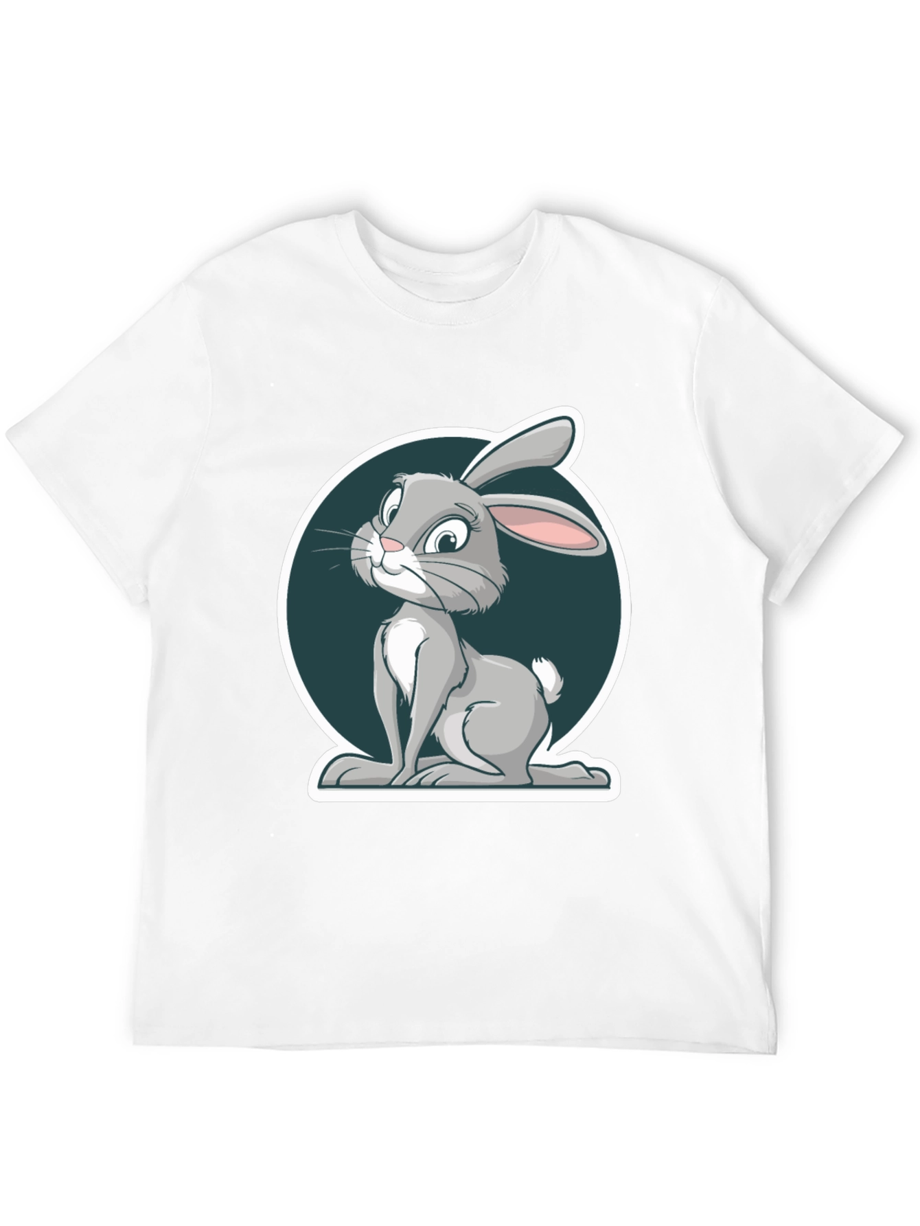 Cute Rabbit Graphic Print Mens Black T-Shirt