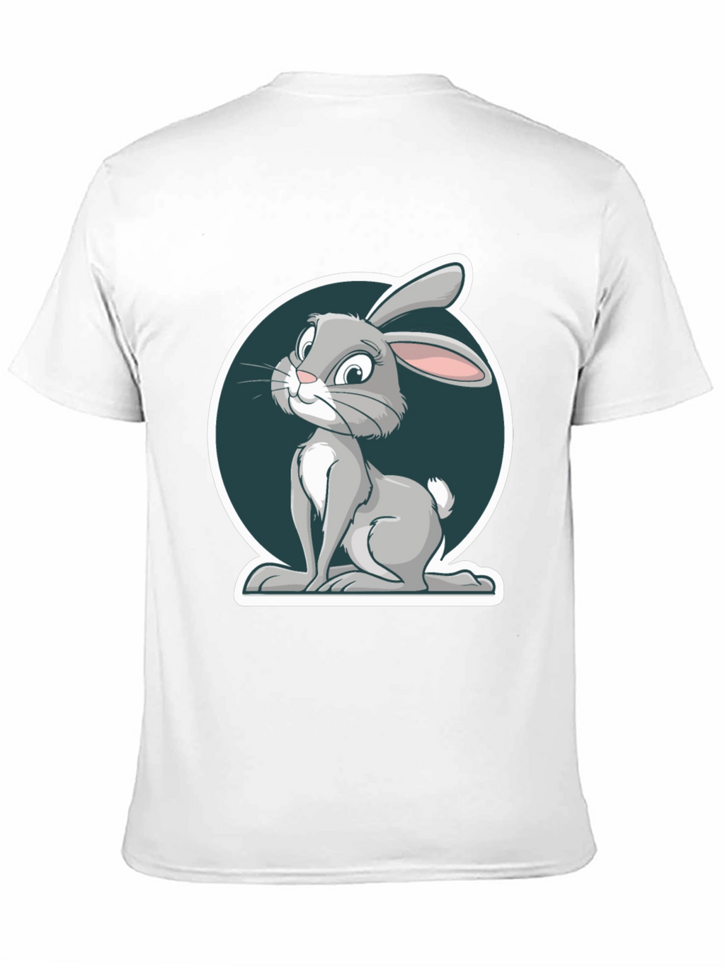 Cute Rabbit Graphic Print Mens Black T-Shirt