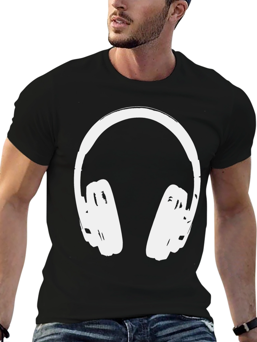 Cool Headphones Graphic Tee - Black Casual Shirt