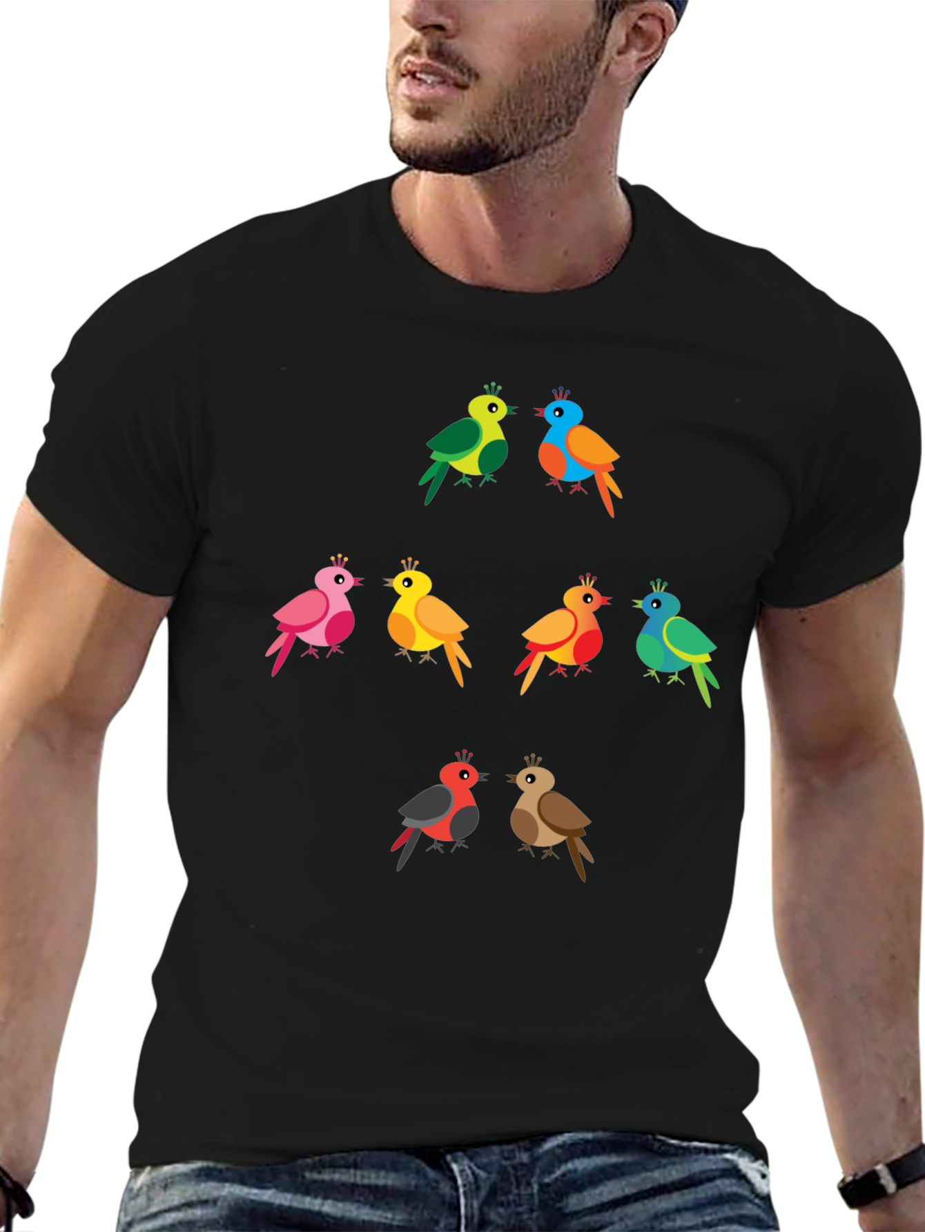 Colorful Birds Graphic Tee - Fun & Unique Design