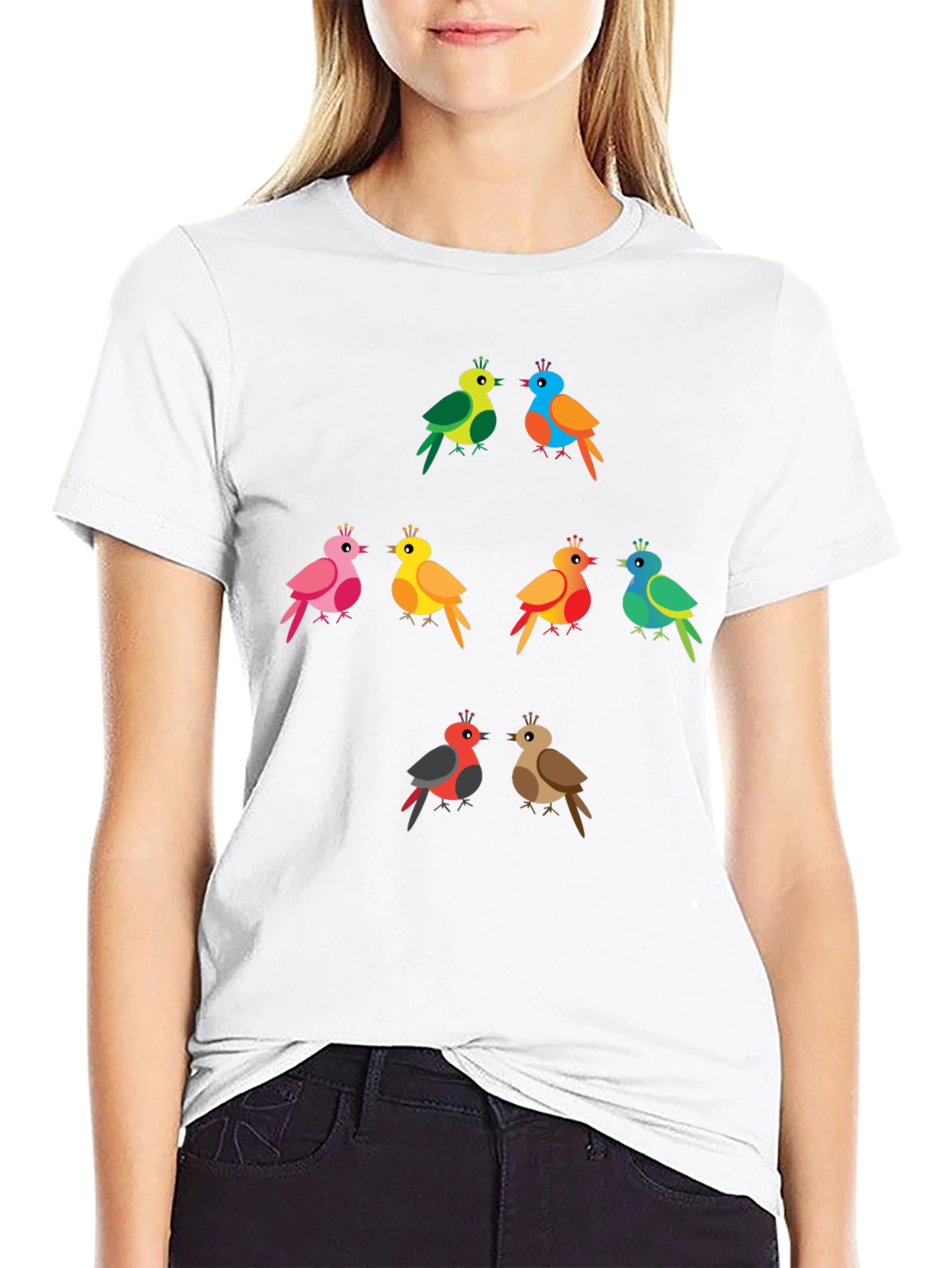 Colorful Birds Graphic Tee - Fun & Unique Design