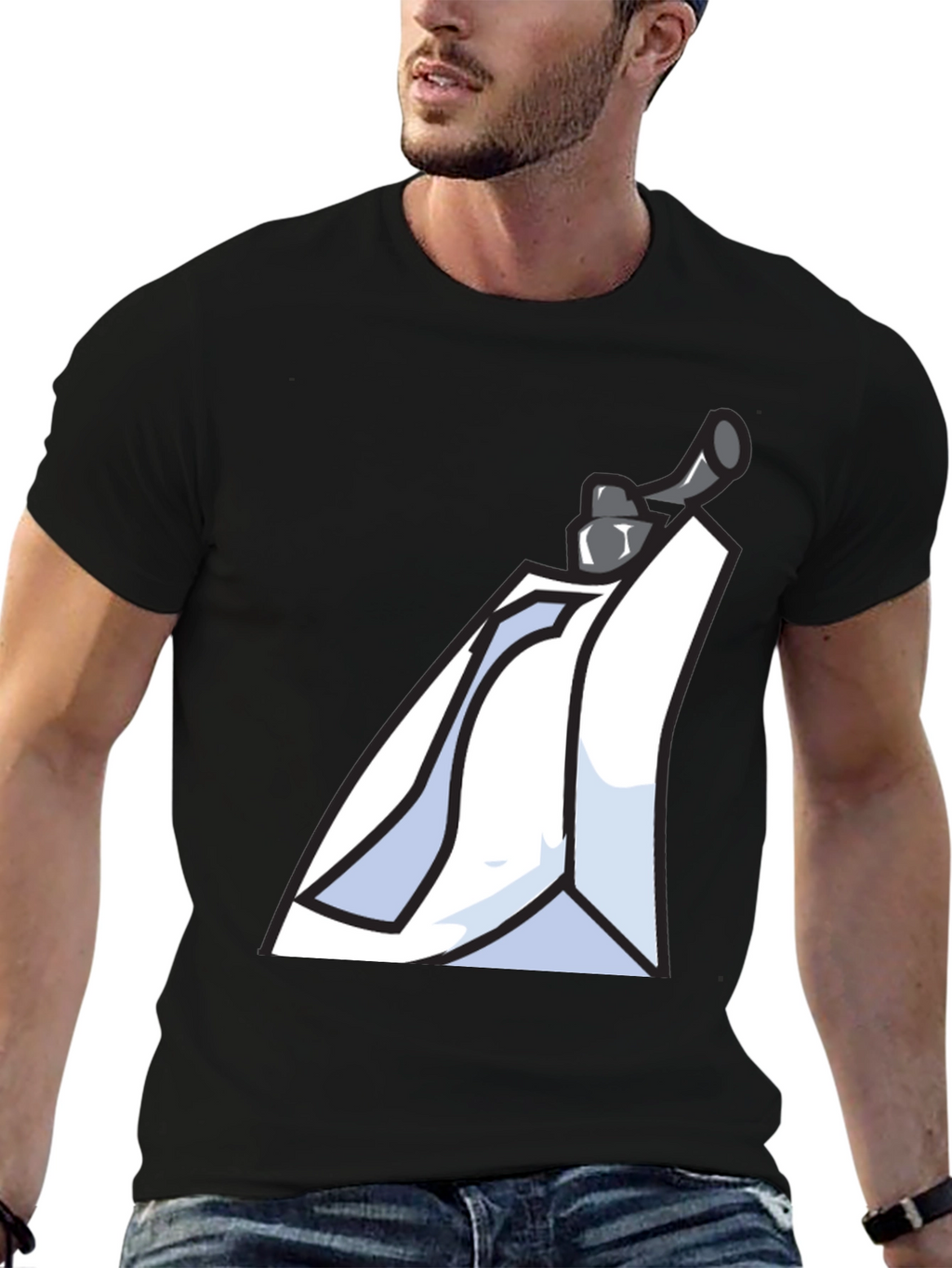Trendy Black T-shirt with Science Themed Graphic