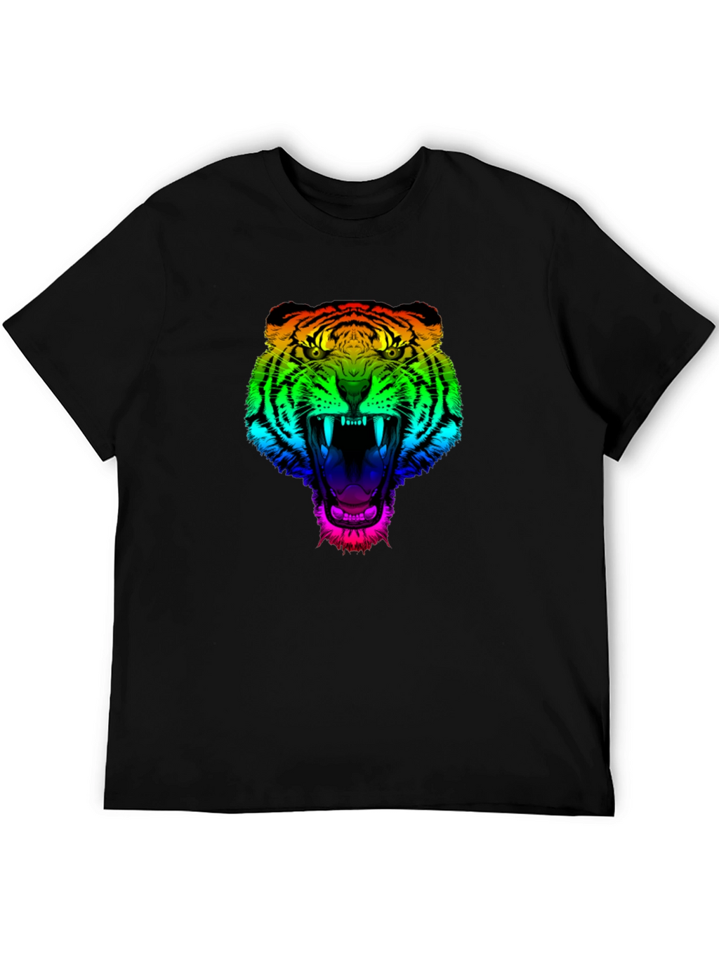 Rainbow Tiger Graphic Tee - Mens Black T-Shirt