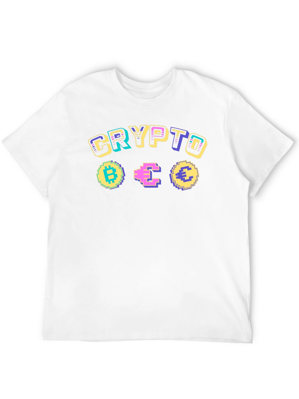 Crypto Pixel Art Graphic T-Shirt - Bitcoin Ethereum Euro