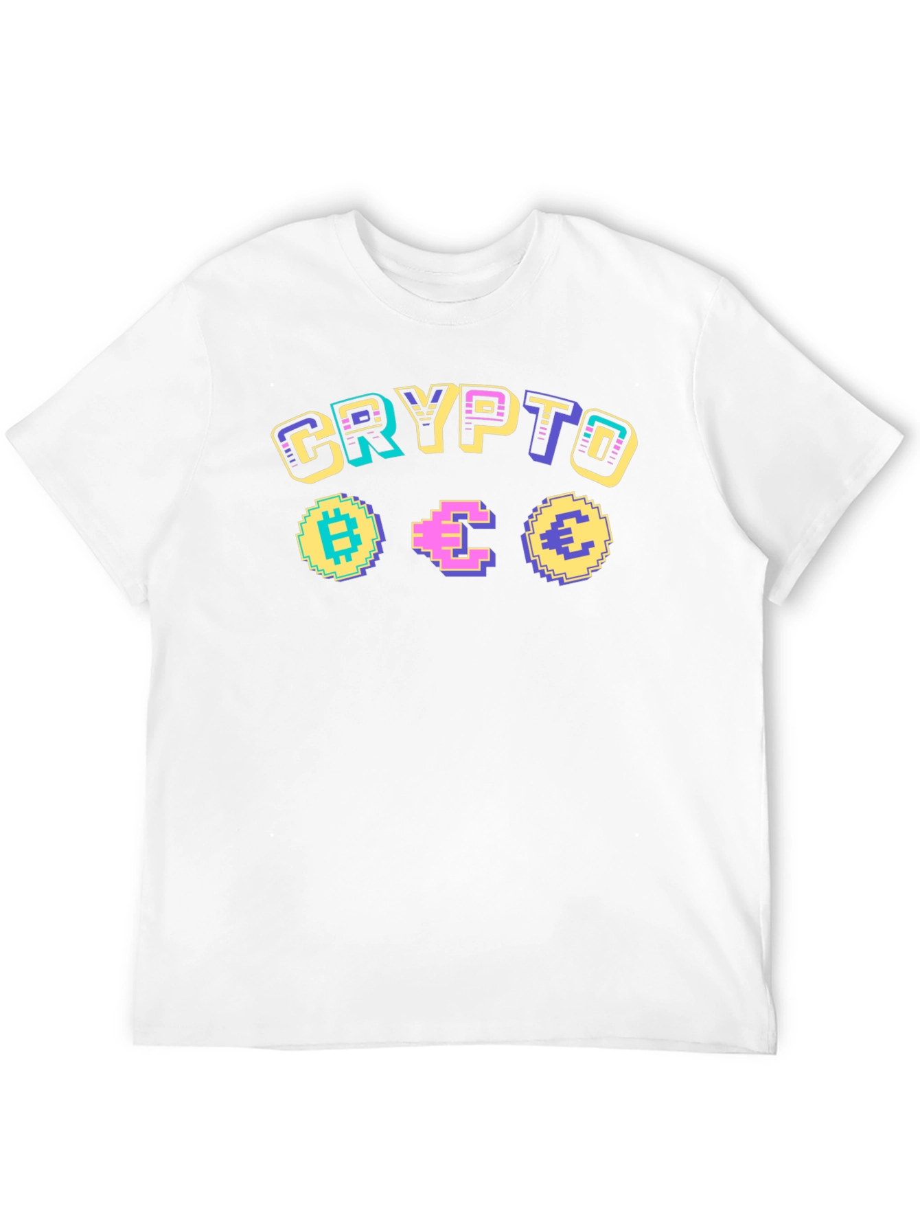 Crypto Pixel Art Graphic T-Shirt - Bitcoin Ethereum Euro