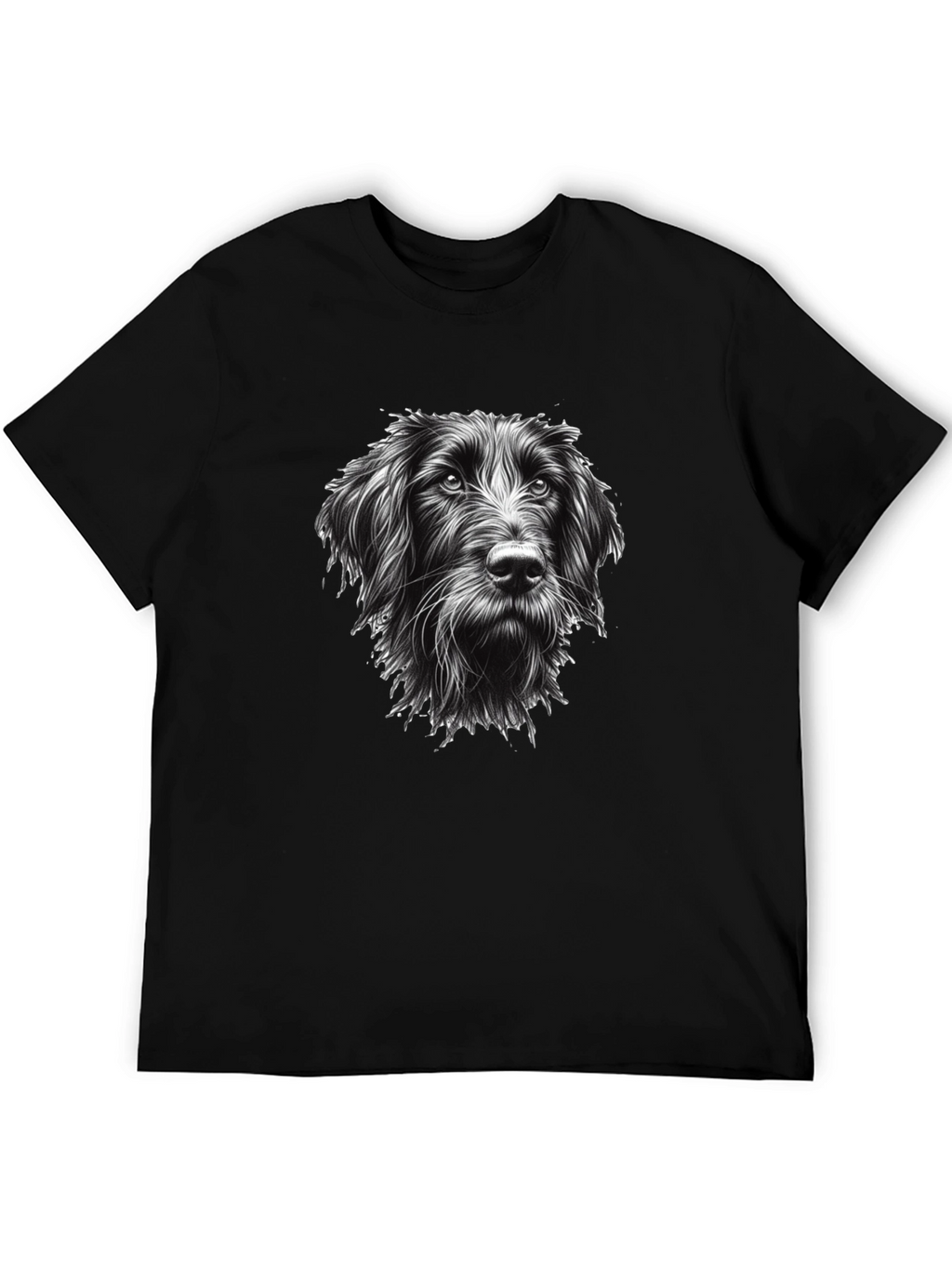 Dog Portrait Graphic Tee - Black Cotton