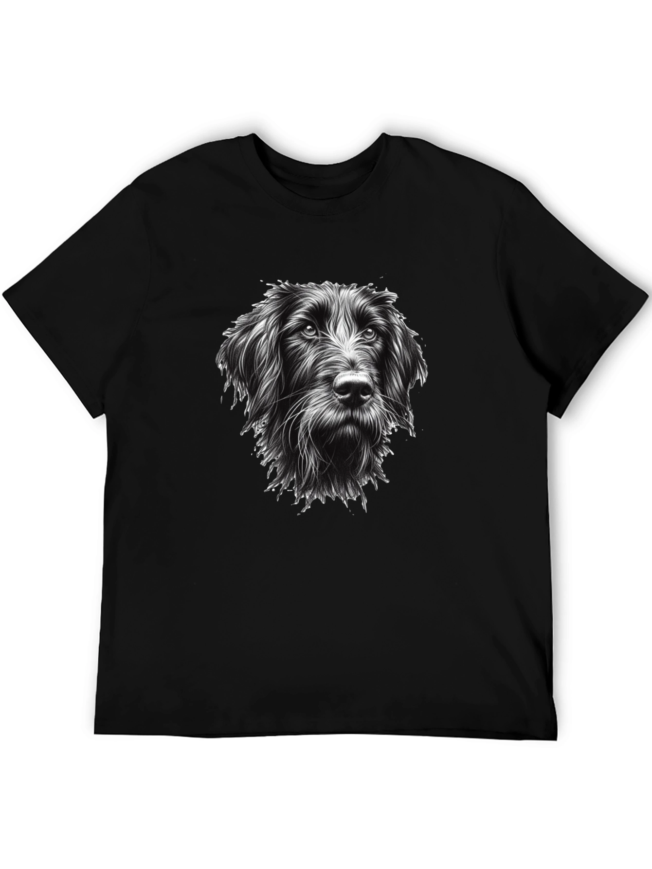 Dog Portrait Graphic Tee - Black Cotton