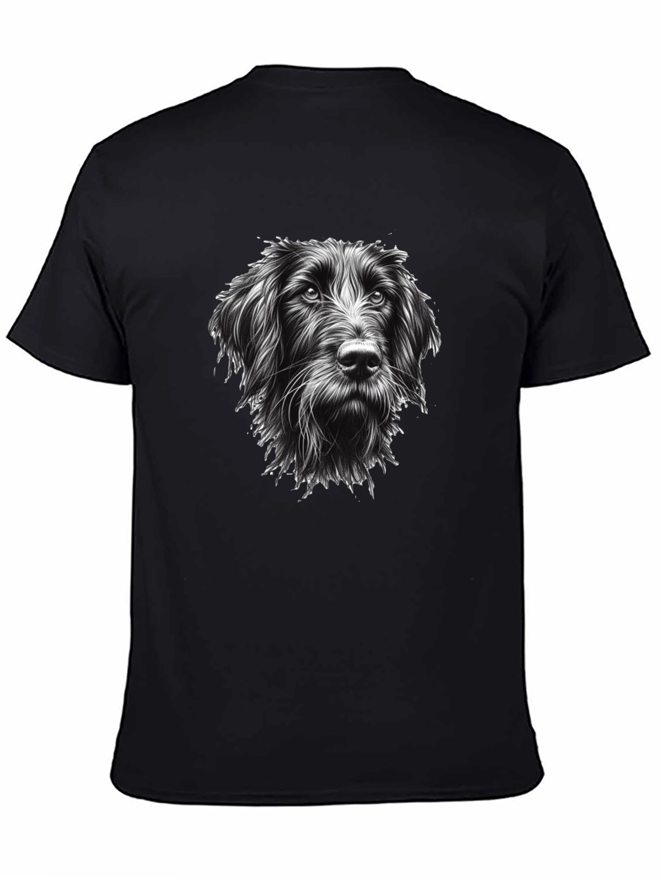 Dog Portrait Graphic Tee - Black Cotton