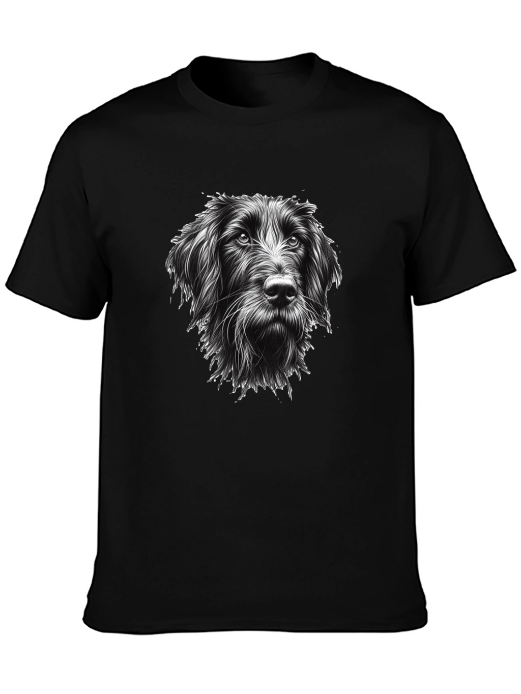 Dog Portrait Graphic Tee - Black Cotton