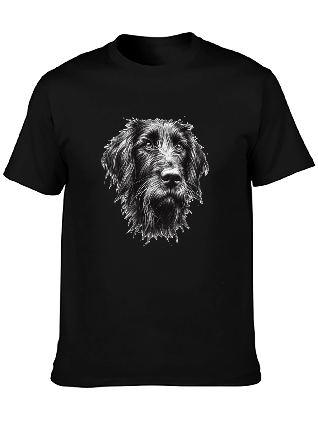 Dog Portrait Graphic Tee - Black Cotton