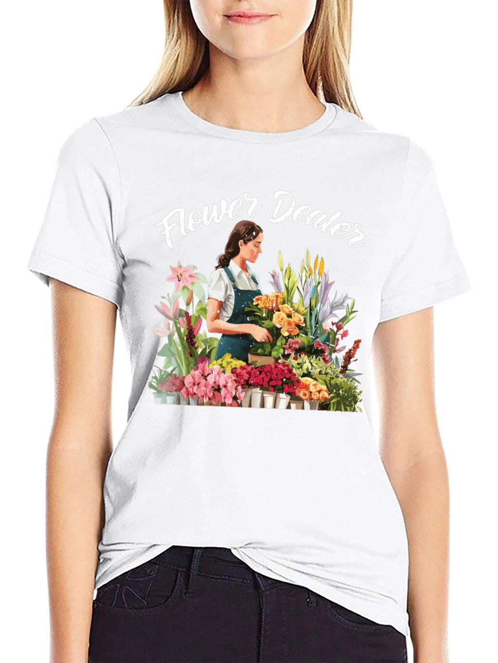 Flower Dealer Graphic Tee - Trendy Floral Shirt