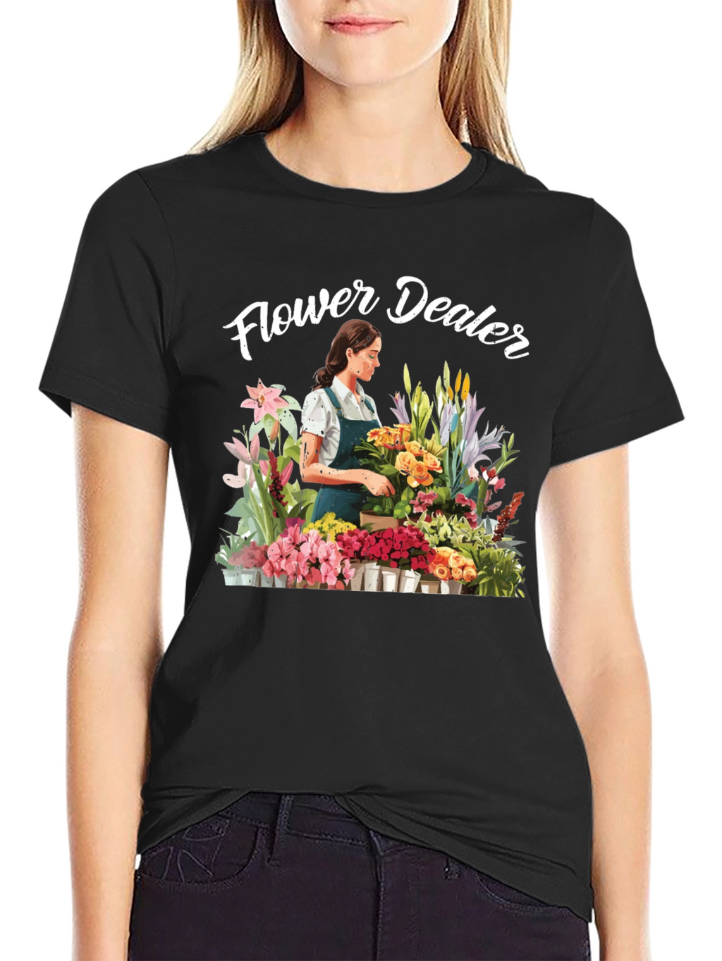 Flower Dealer Graphic Tee - Trendy Floral Shirt
