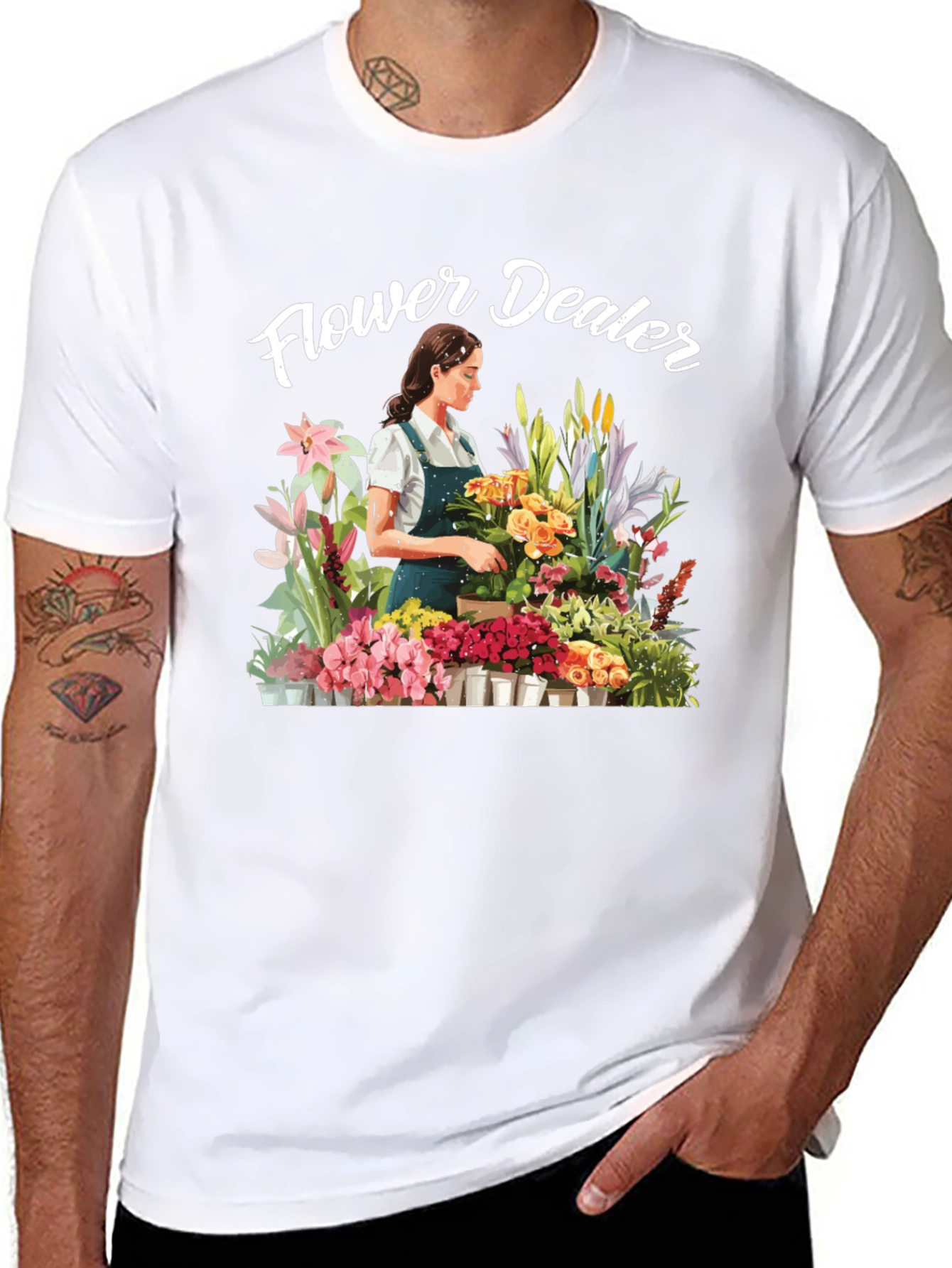 Flower Dealer Graphic Tee - Trendy Floral Shirt