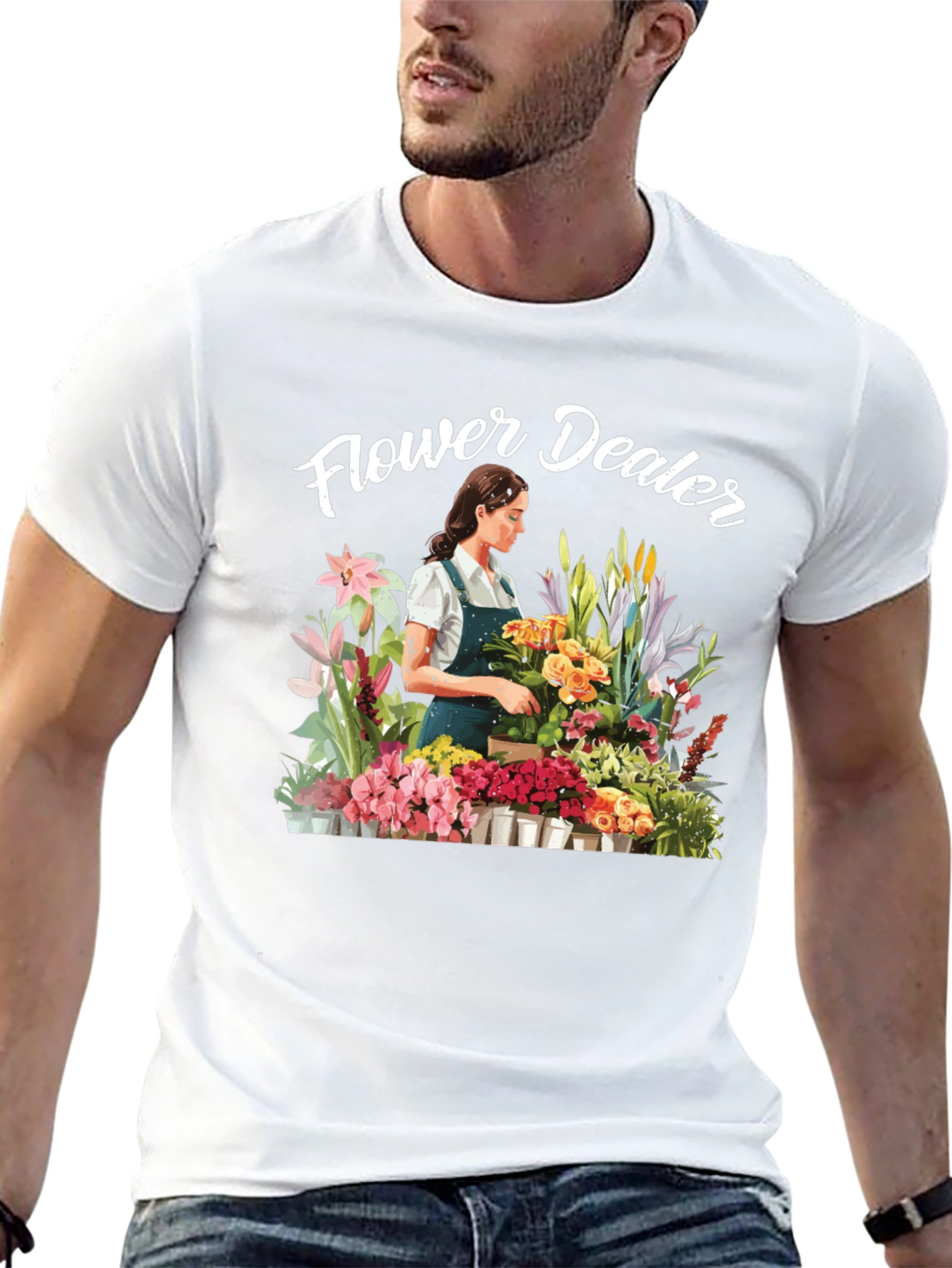Flower Dealer Graphic Tee - Trendy Floral Shirt