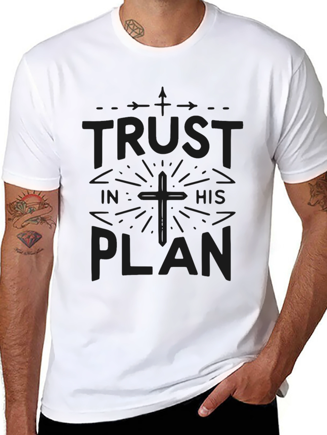 Trust In His Plan Graphic Tee - Classic Black T-Shirt