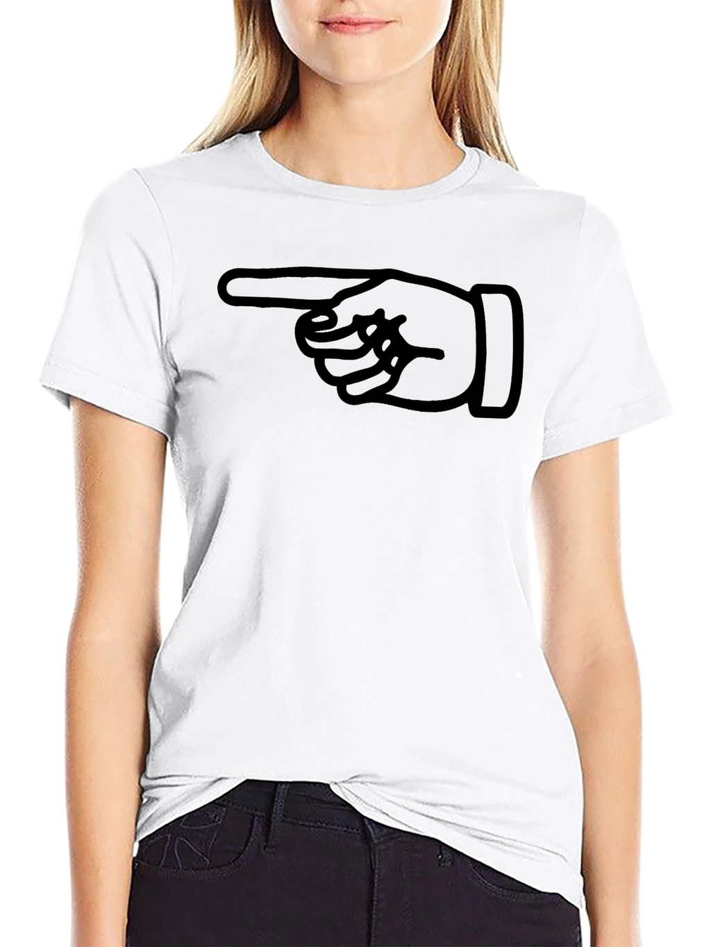 Pointing Finger Graphic Tee - Black Cotton T-Shirt