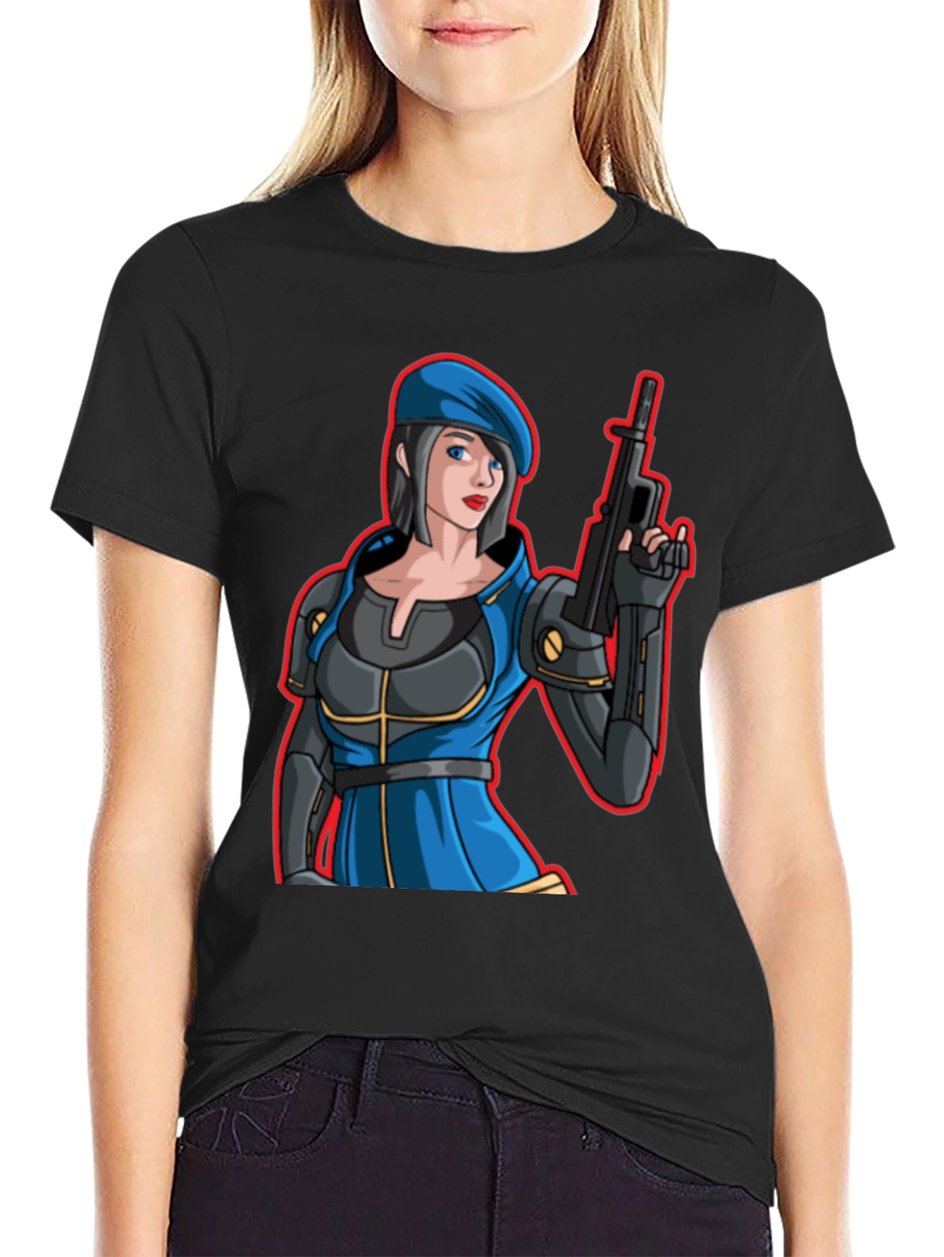 Cartoon Soldier Woman T-Shirt
