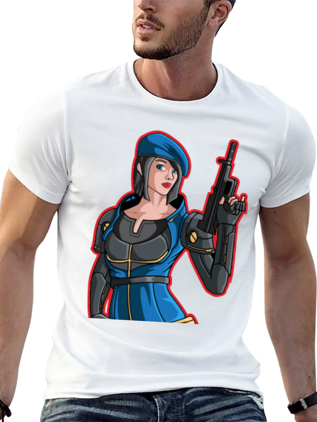 Cartoon Soldier Woman T-Shirt