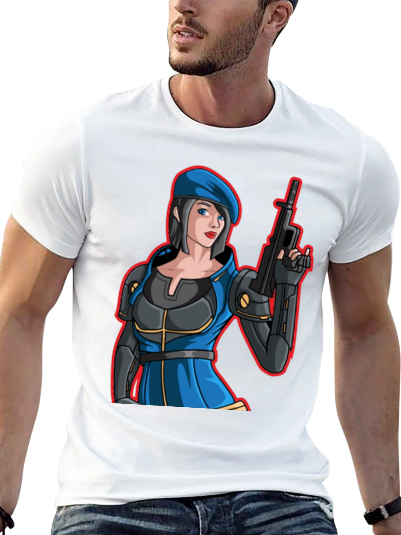 Cartoon Soldier Woman T-Shirt