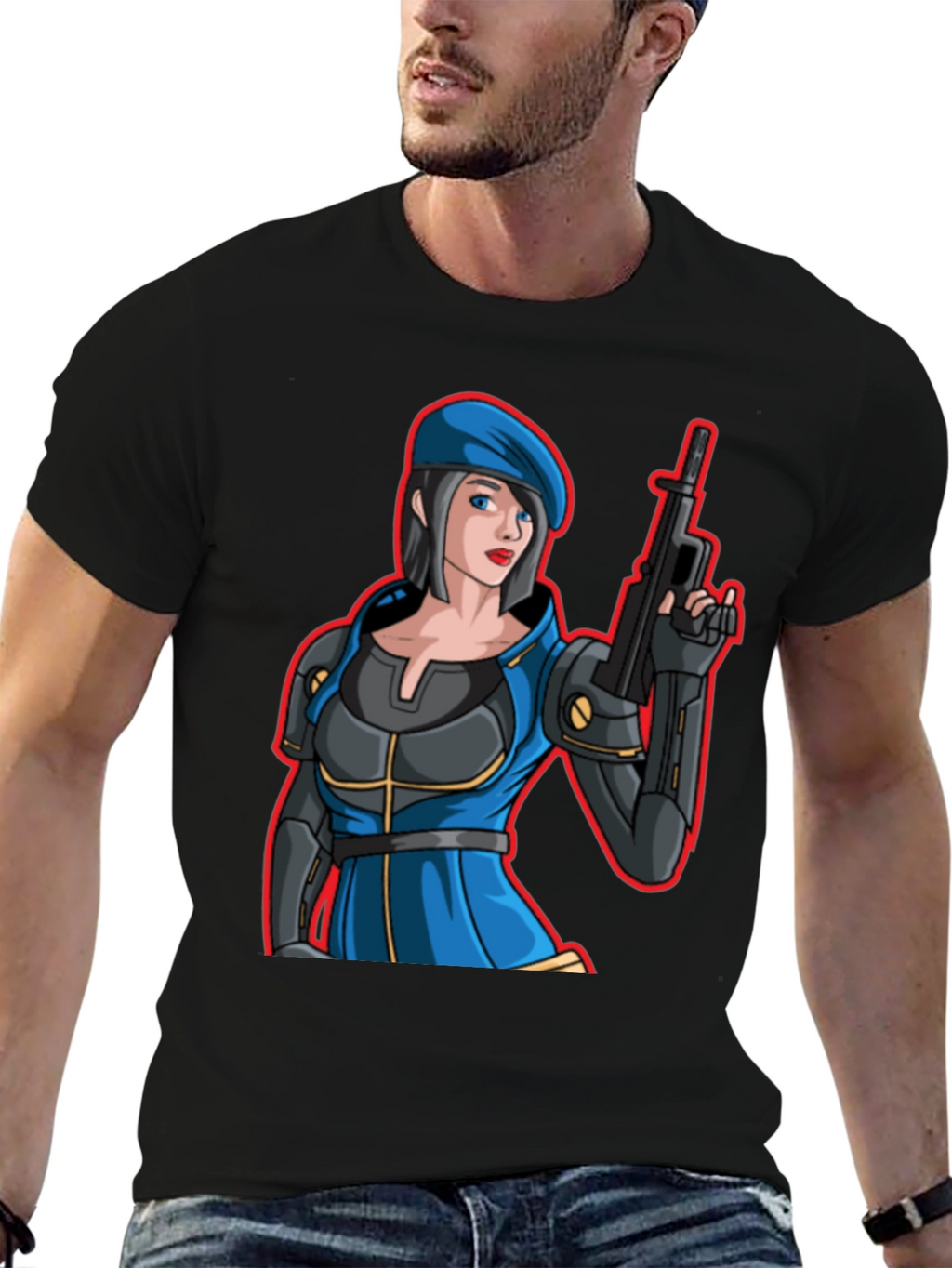 Cartoon Soldier Woman T-Shirt
