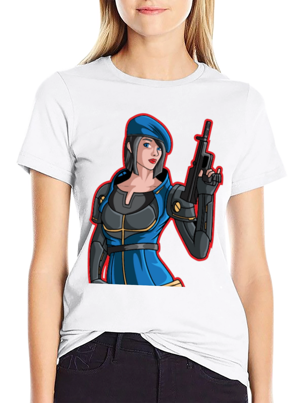 Cartoon Soldier Woman T-Shirt