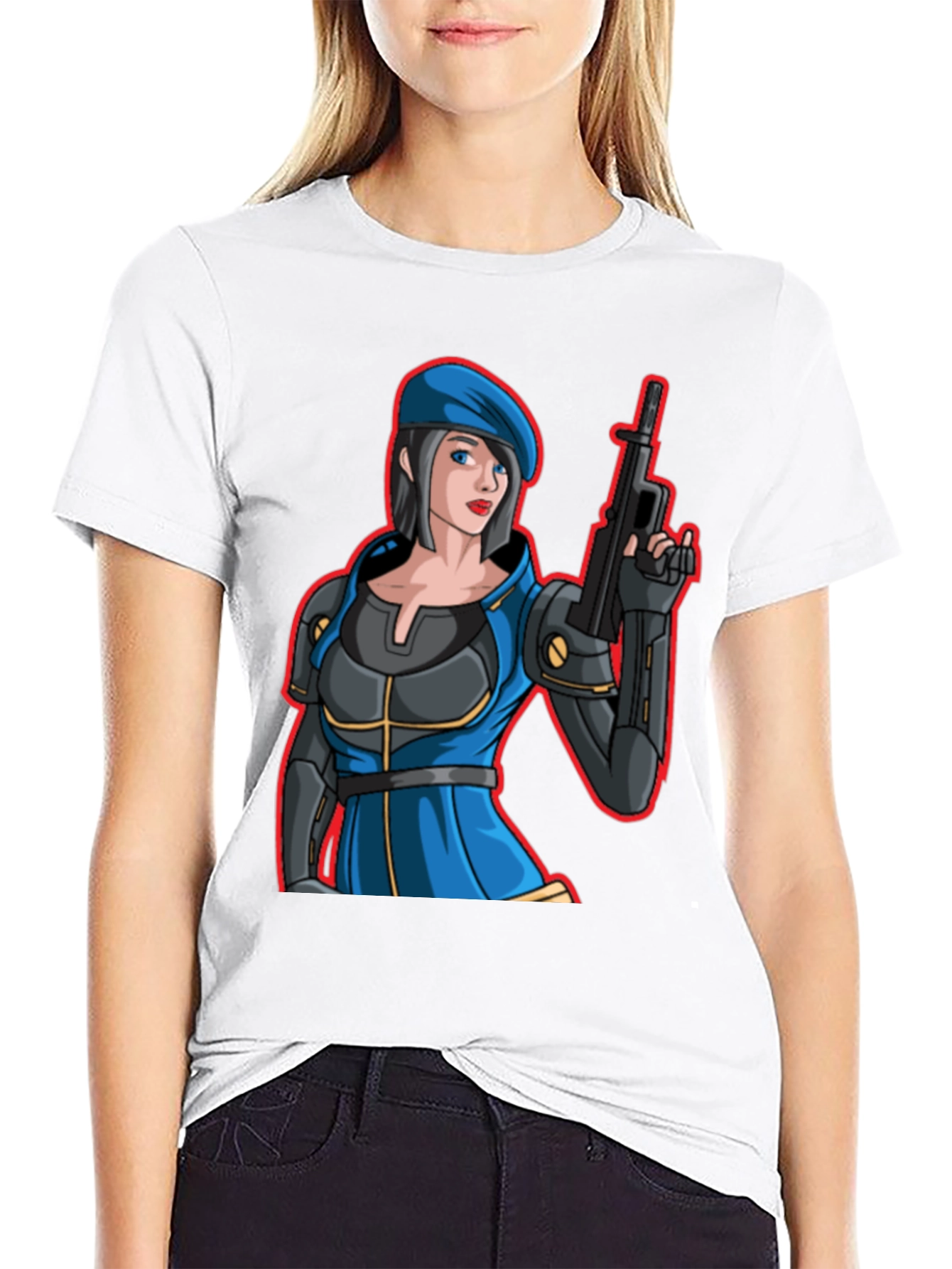 Cartoon Soldier Woman T-Shirt
