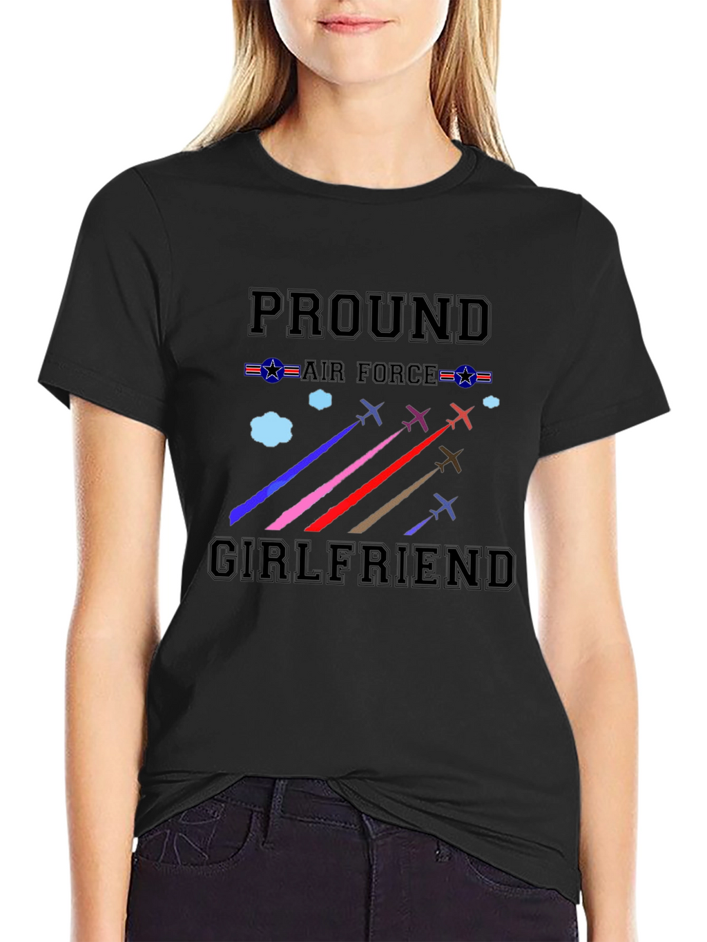 Proud Air Force Girlfriend Graphic T-Shirt