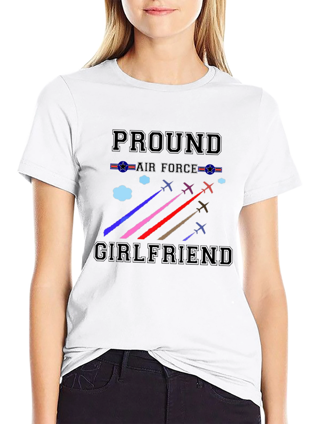 Proud Air Force Girlfriend Graphic T-Shirt