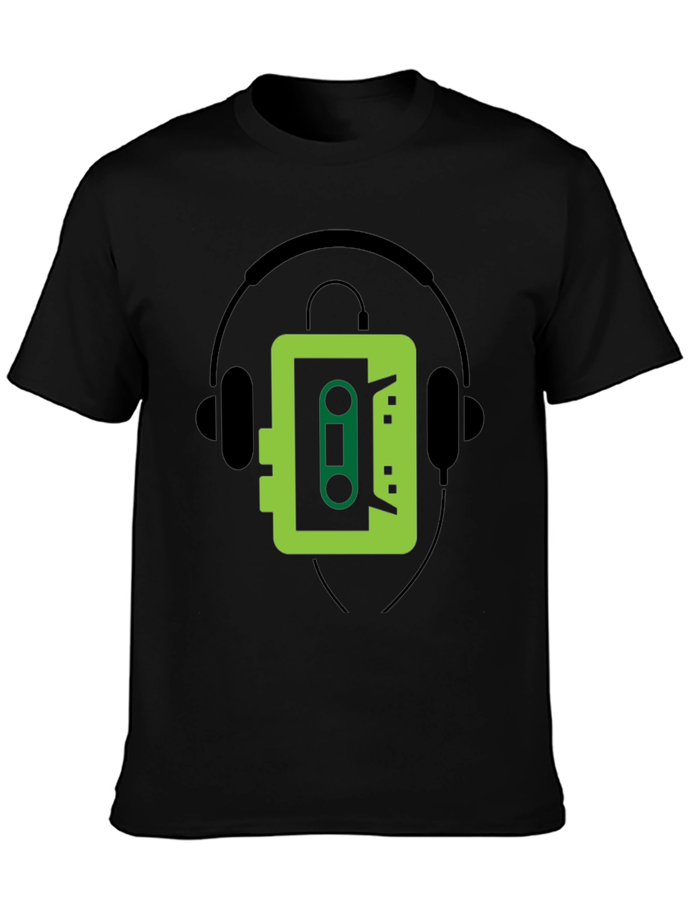 Retro Cassette Player Graphic Tee - Cool Black T-Shirt