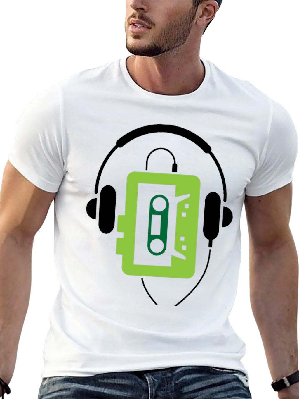 Retro Cassette Player Graphic Tee - Cool Black T-Shirt
