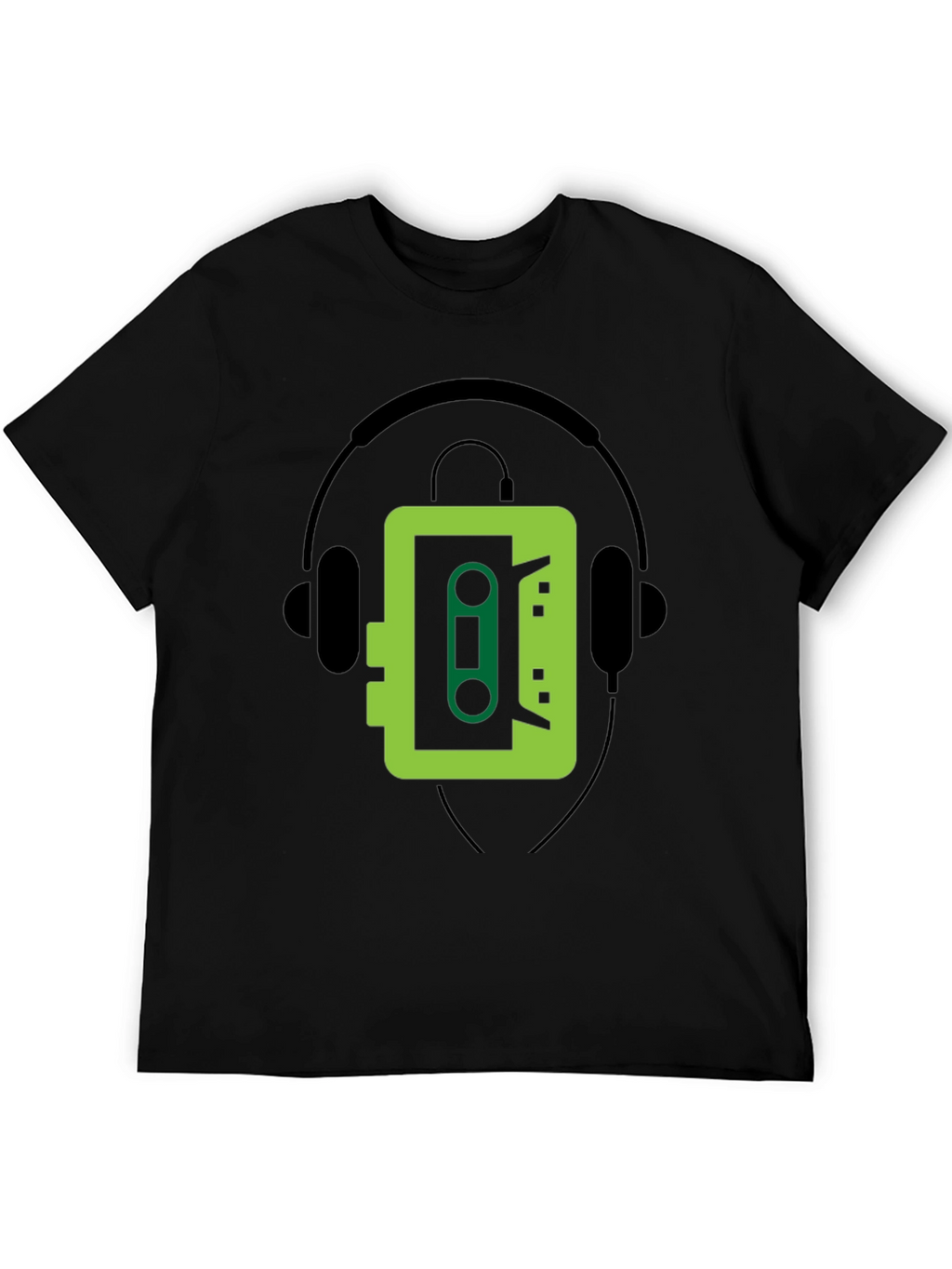 Retro Cassette Player Graphic Tee - Cool Black T-Shirt